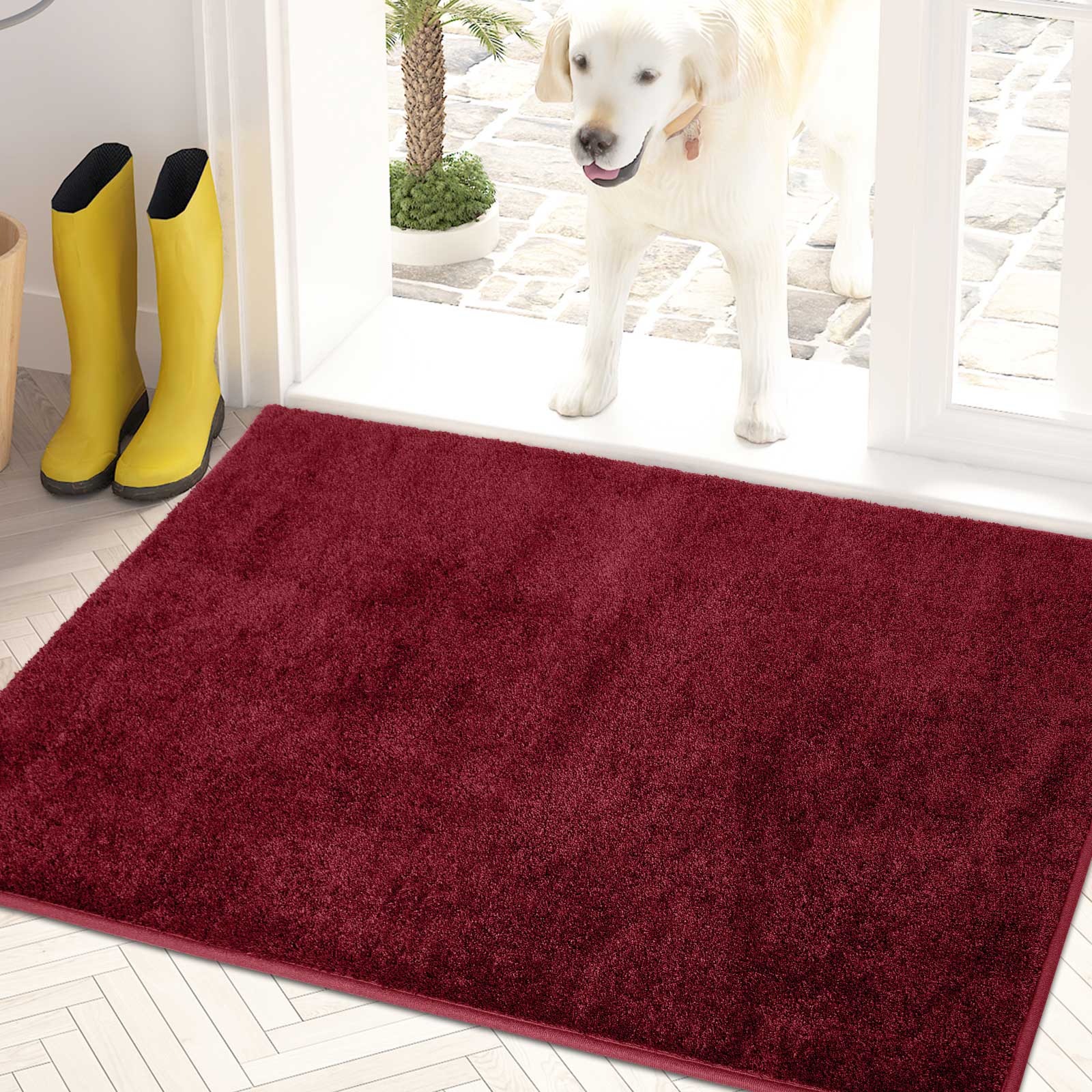 Machine Washable Solid Dirt Trapper Door Mat