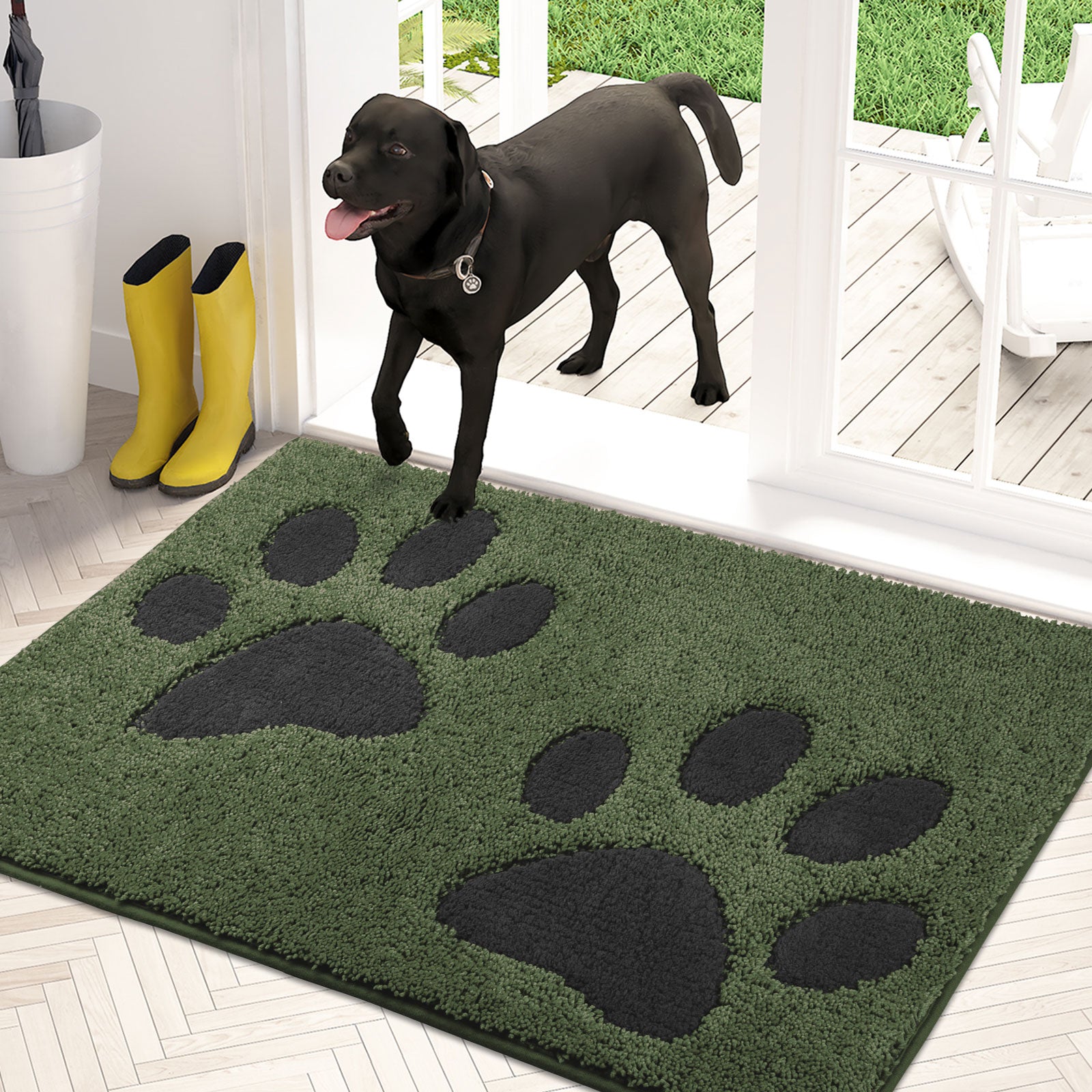 Machine Washable Paw Pattern Dirt Trapper Door Mat