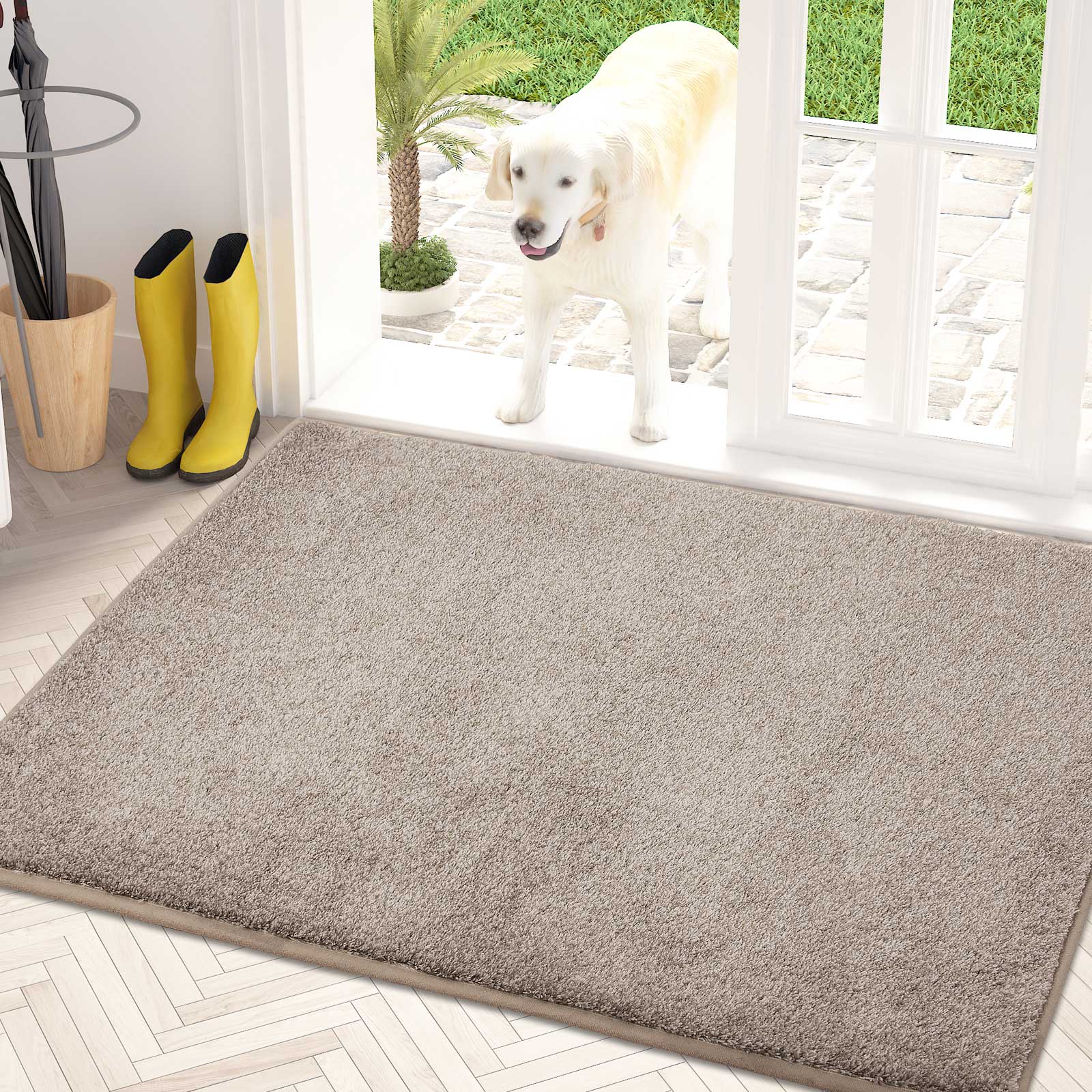 Machine Washable Solid Dirt Trapper Door Mat