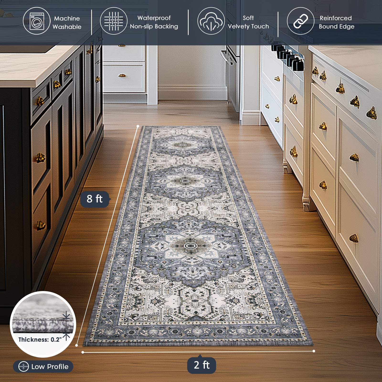 Machine Washable Farmhouse Boho Area Rug