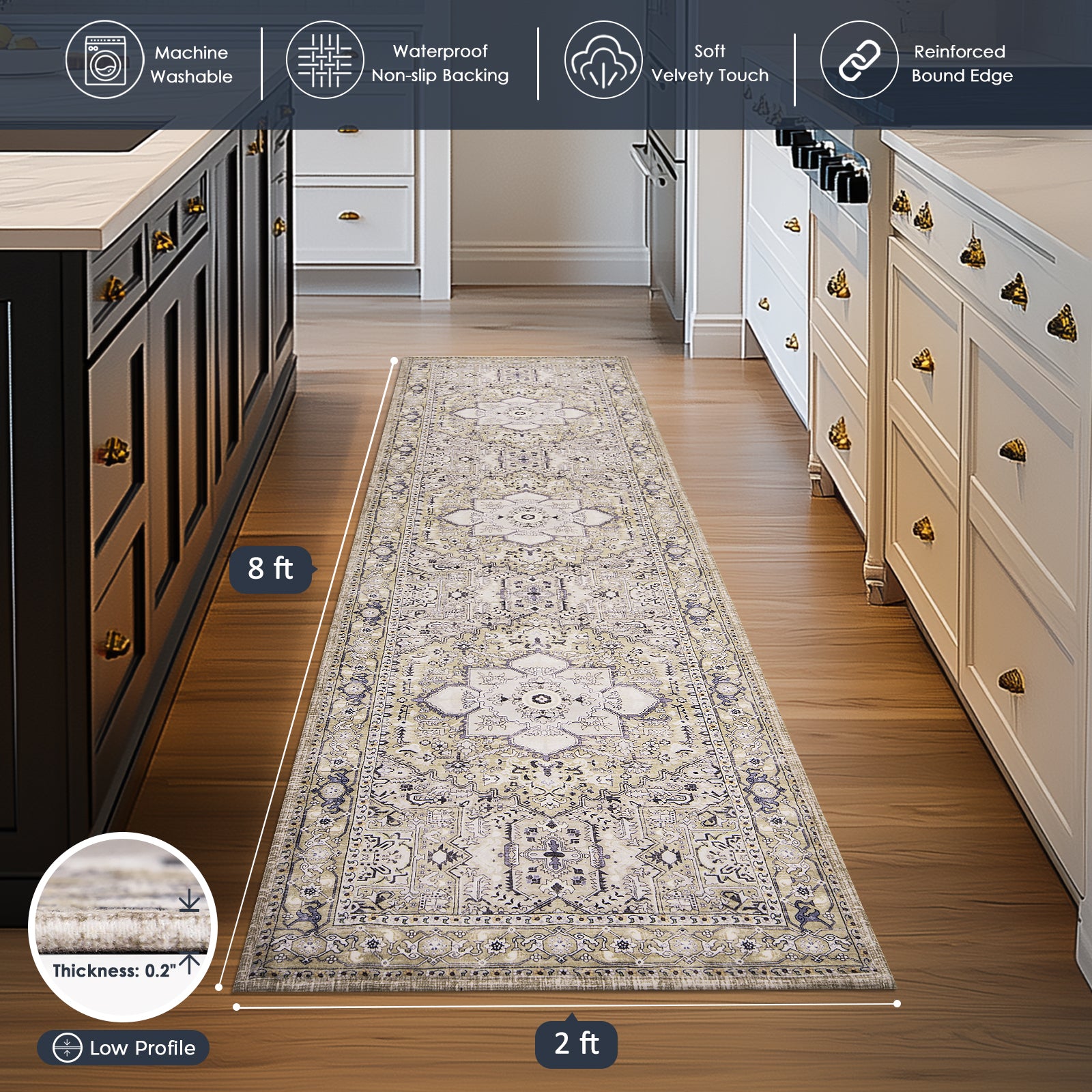 Machine Washable Farmhouse Boho Area Rug