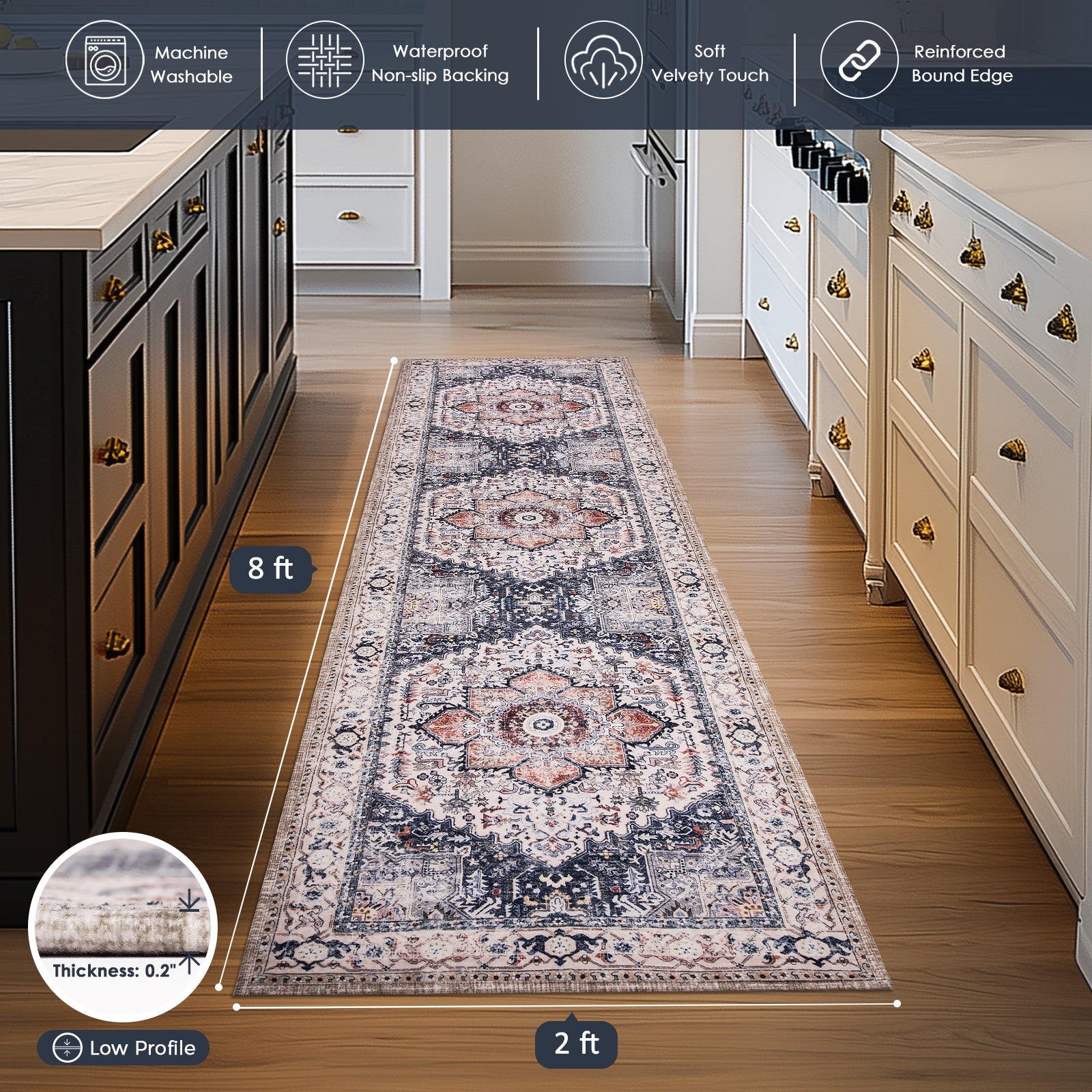 Machine Washable Farmhouse Boho Area Rug