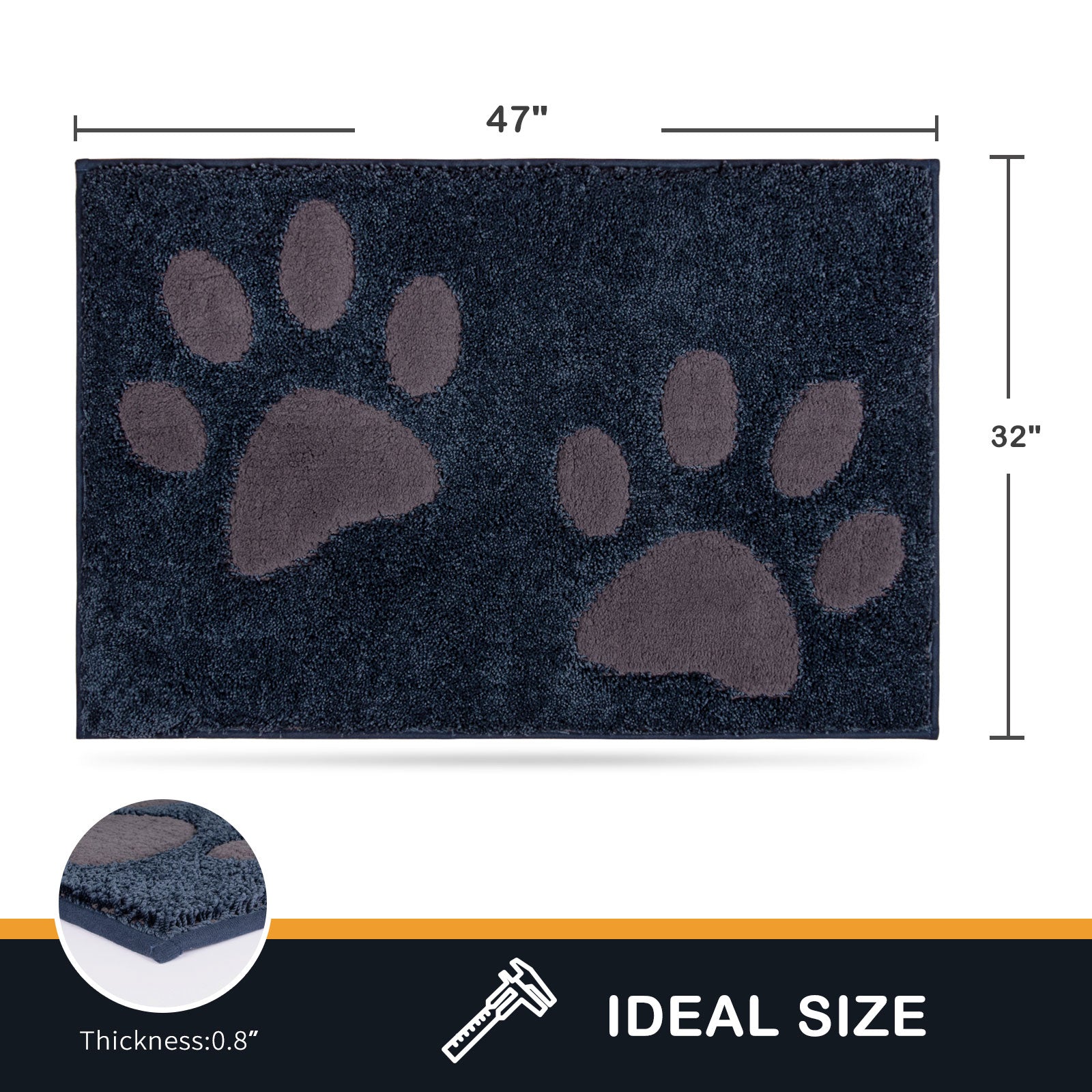 Machine Washable Paw Pattern Dirt Trapper Door Mat