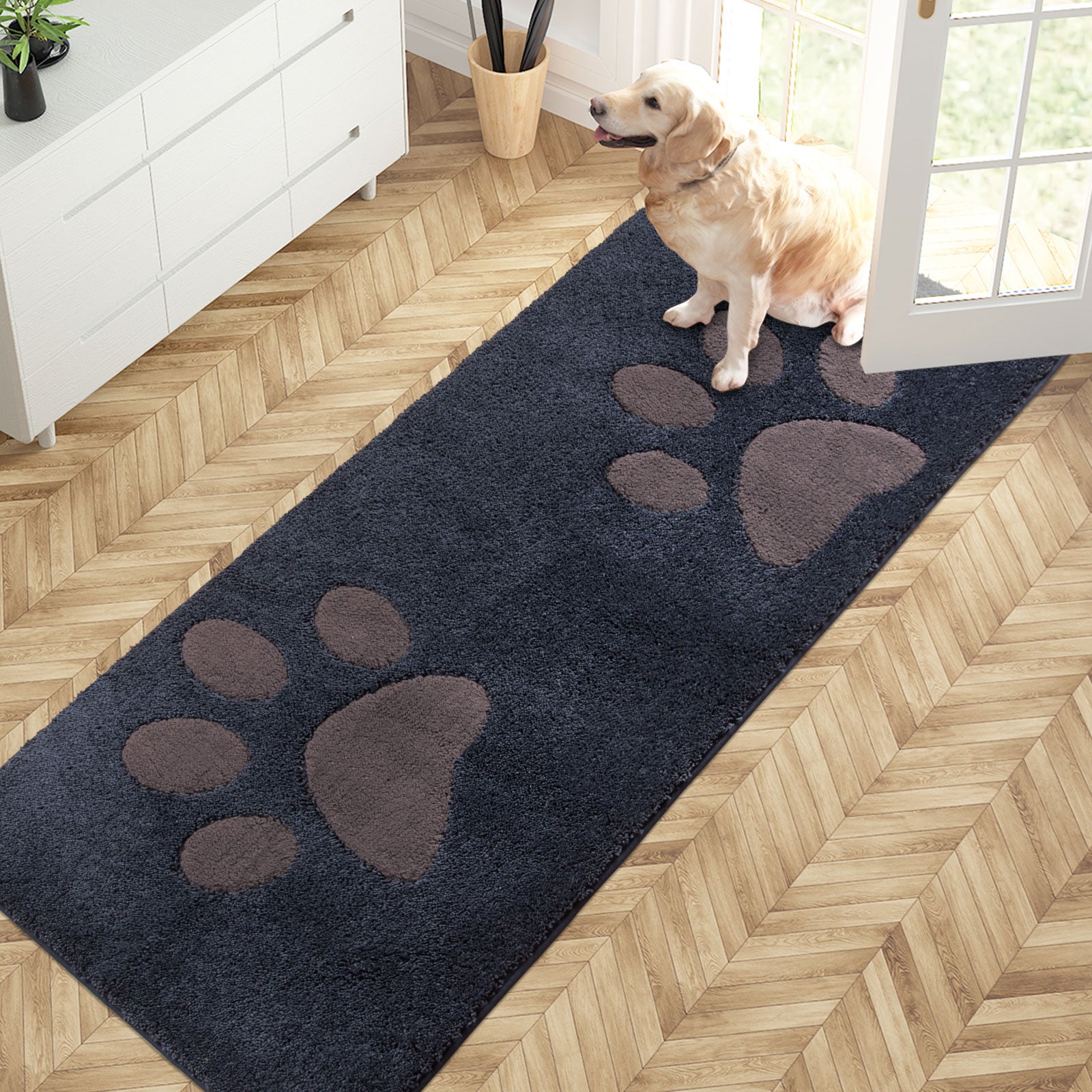 Machine Washable Paw Pattern Dirt Trapper Door Mat