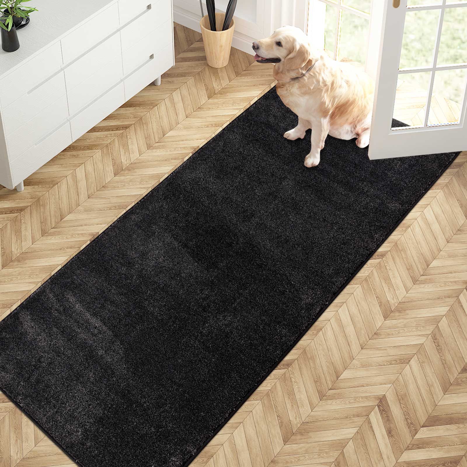 Machine Washable Solid Dirt Trapper Door Mat