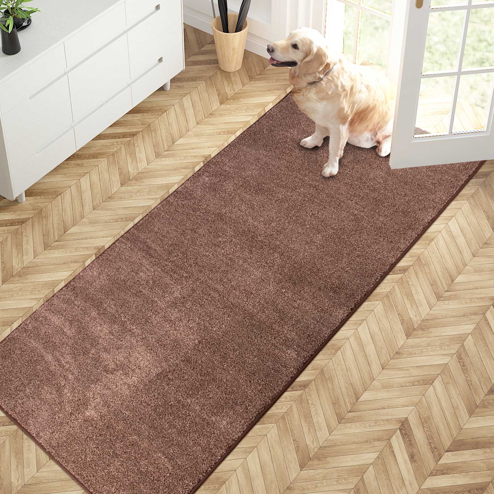 Machine Washable Solid Dirt Trapper Door Mat