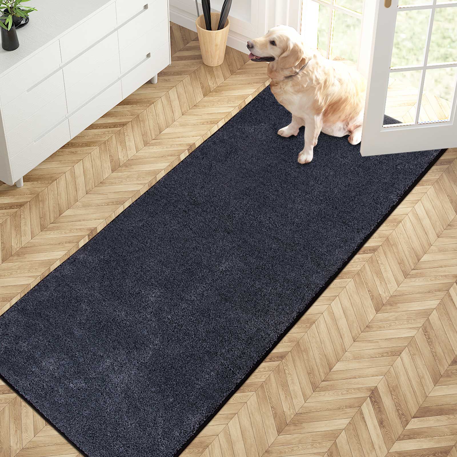 Machine Washable Solid Dirt Trapper Door Mat