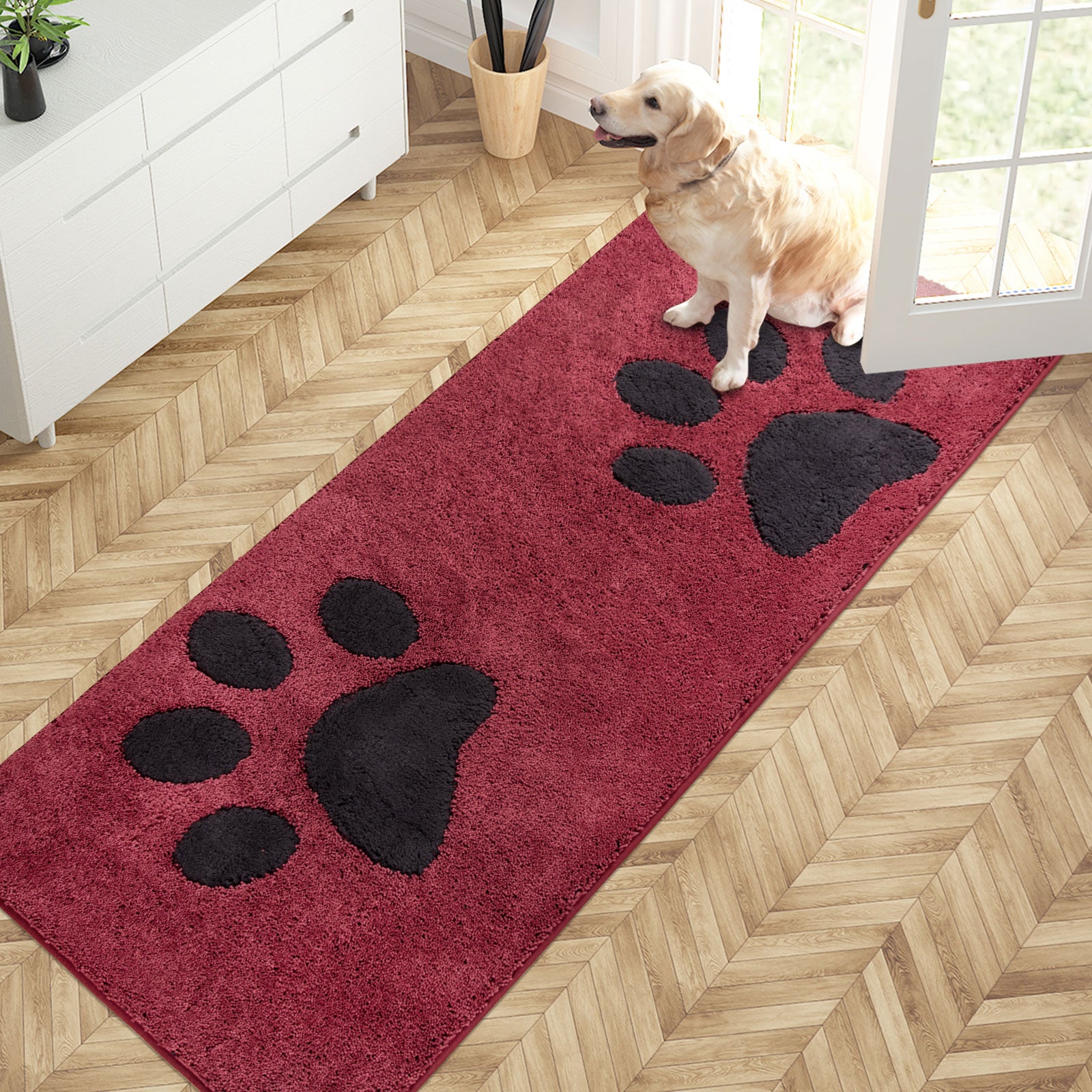 Machine Washable Paw Pattern Dirt Trapper Door Mat