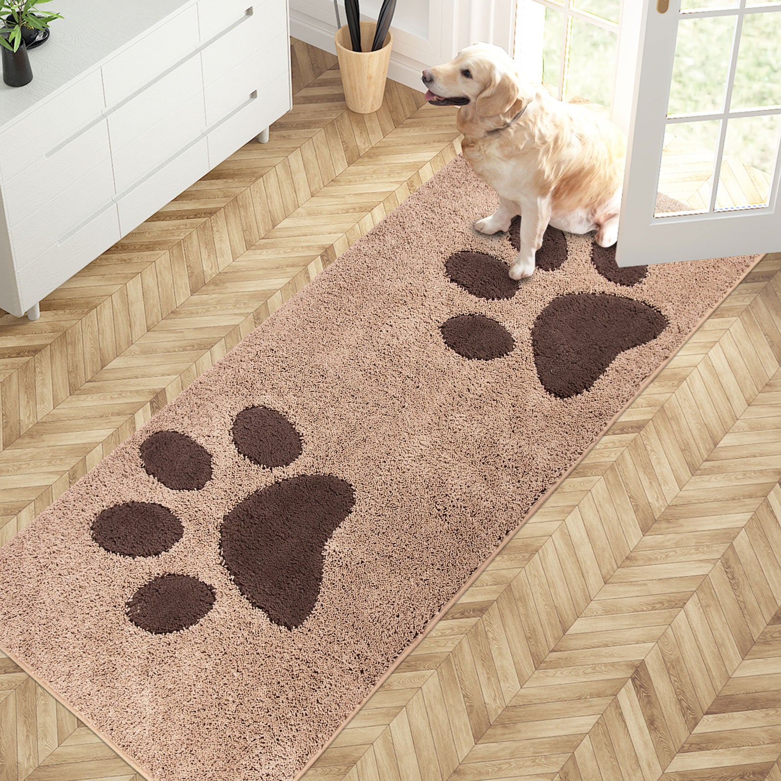 Machine Washable Paw Pattern Dirt Trapper Door Mat