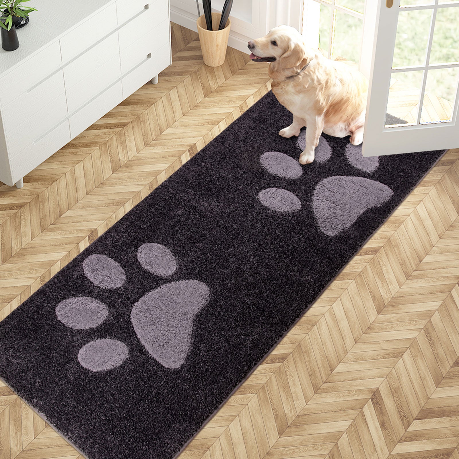 Machine Washable Paw Pattern Dirt Trapper Door Mat