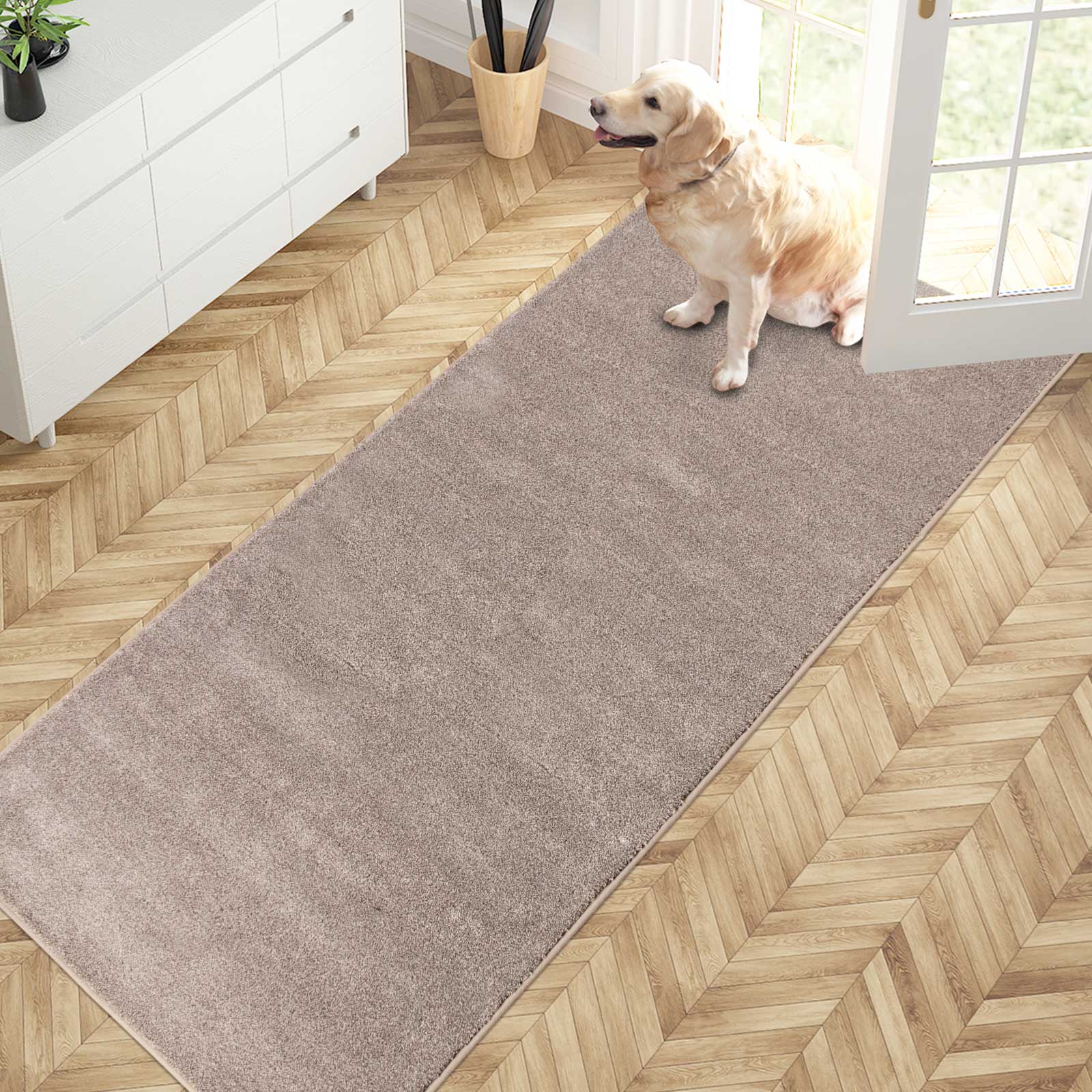 Machine Washable Solid Dirt Trapper Door Mat