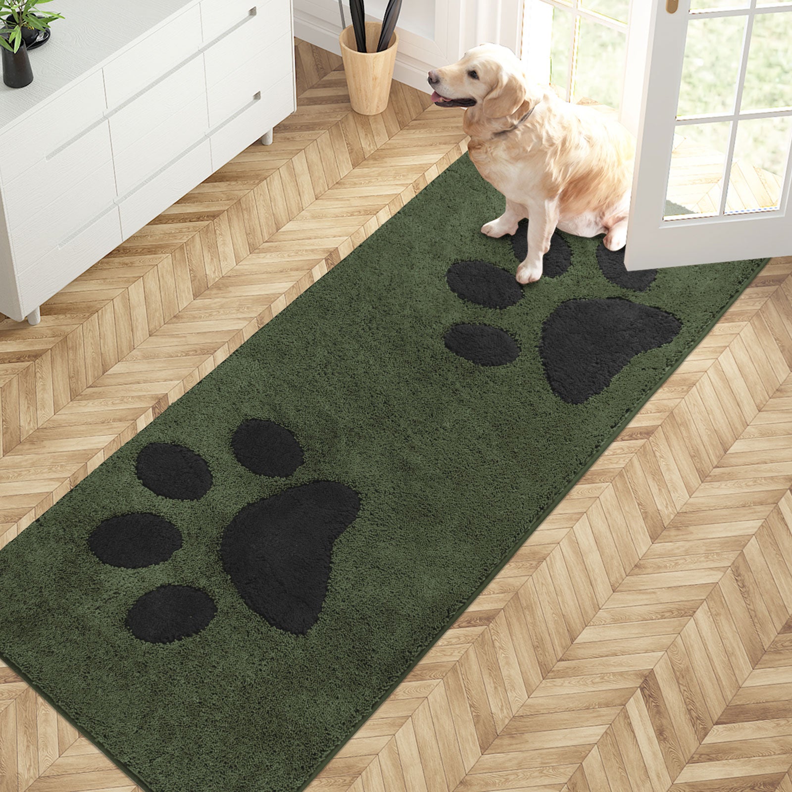 Machine Washable Paw Pattern Dirt Trapper Door Mat