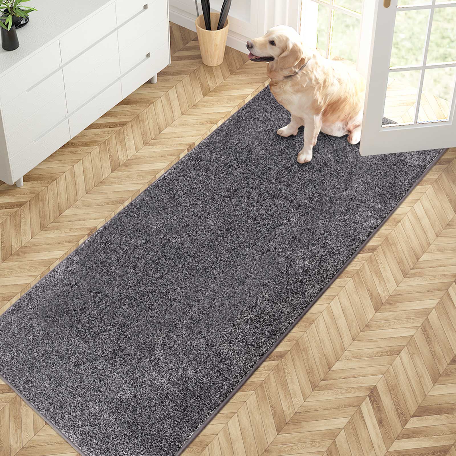 Machine Washable Solid Dirt Trapper Door Mat