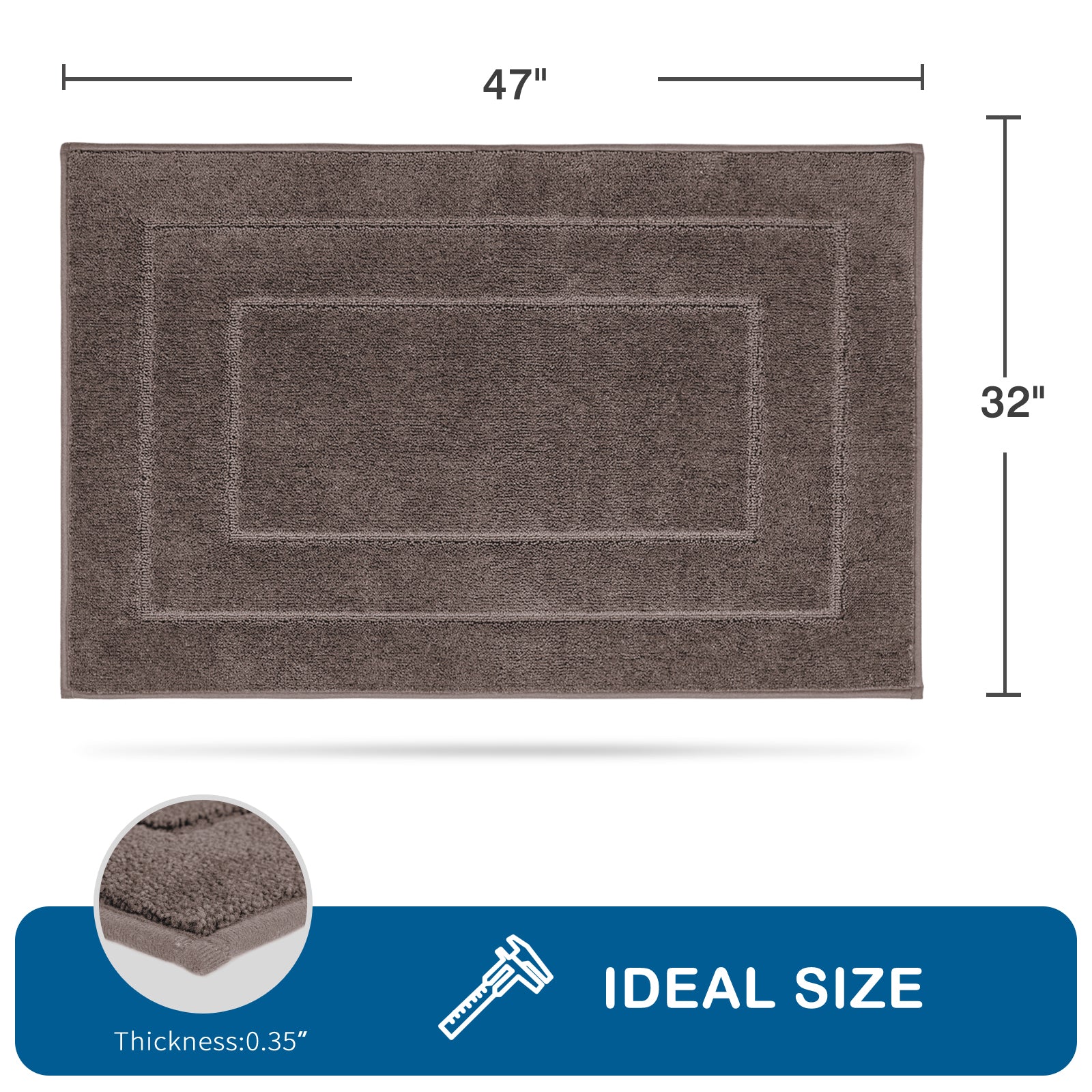 Machine Washable Bordered Kitchen Rug