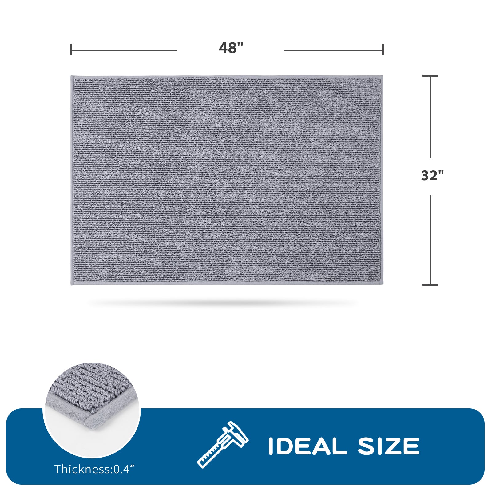Machine Washable Solid Kitchen Rug