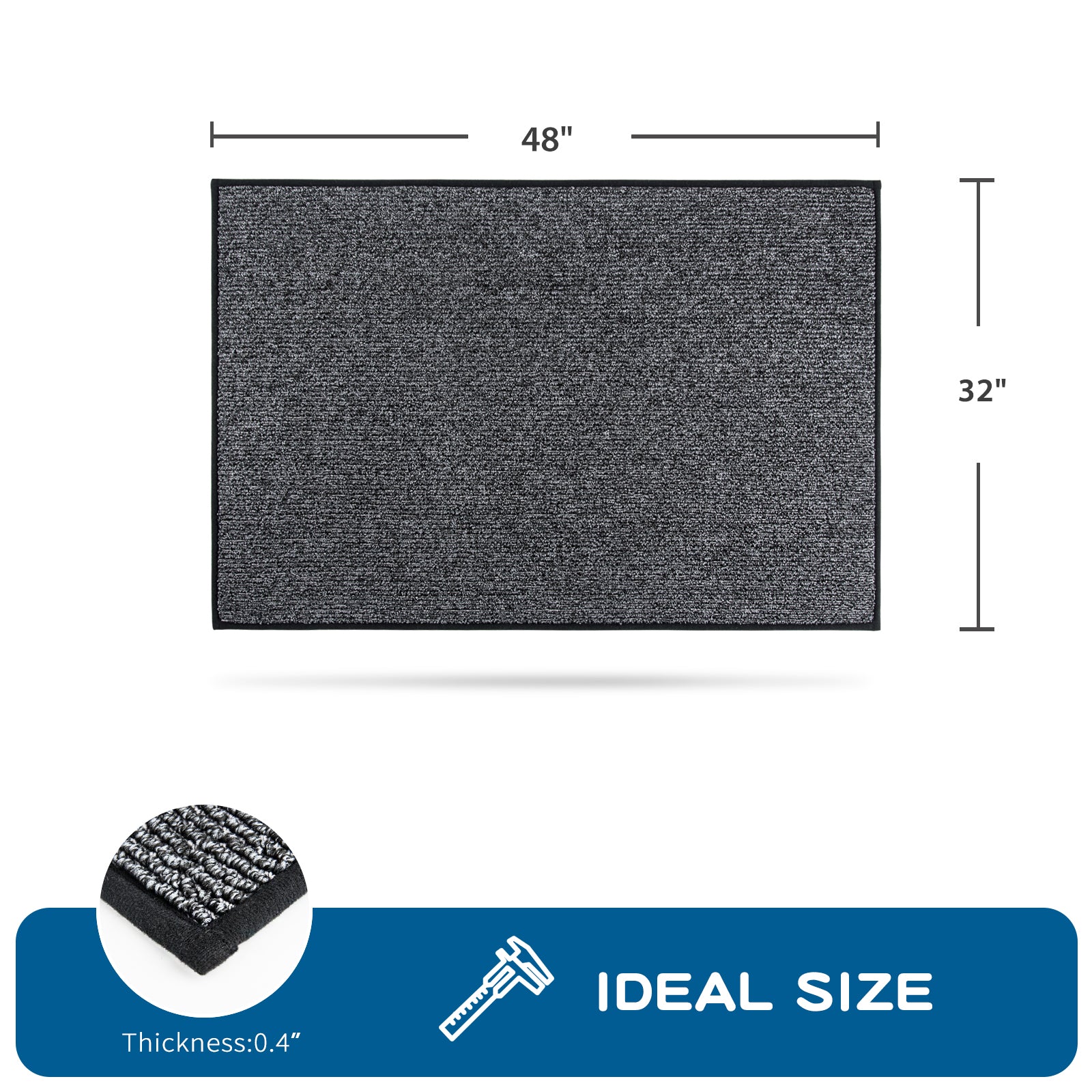 Machine Washable Solid Kitchen Rug