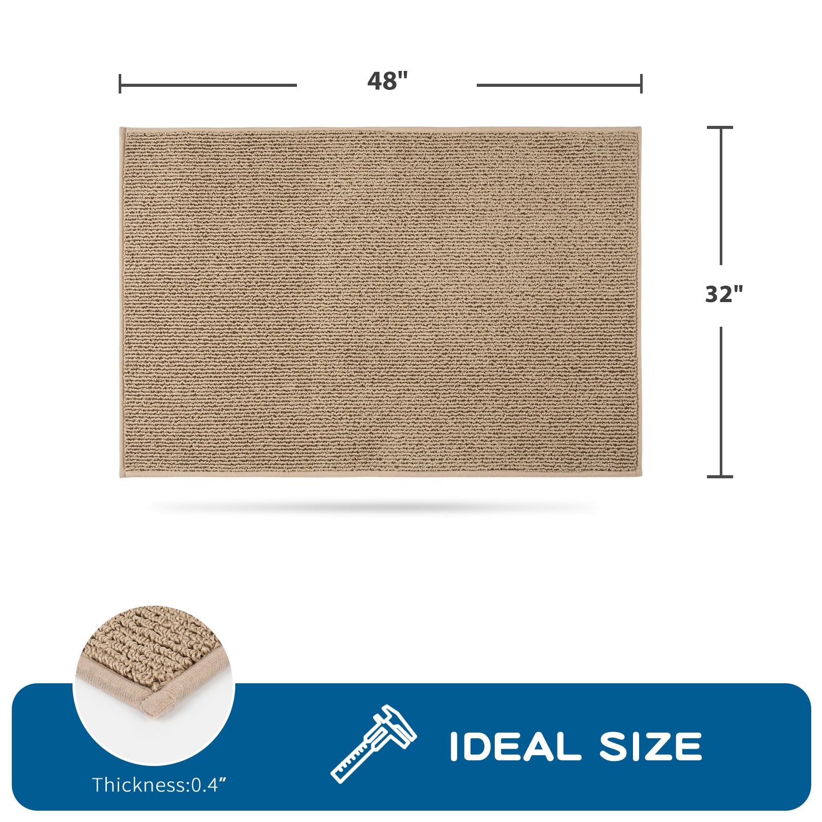 Machine Washable Solid Kitchen Rug
