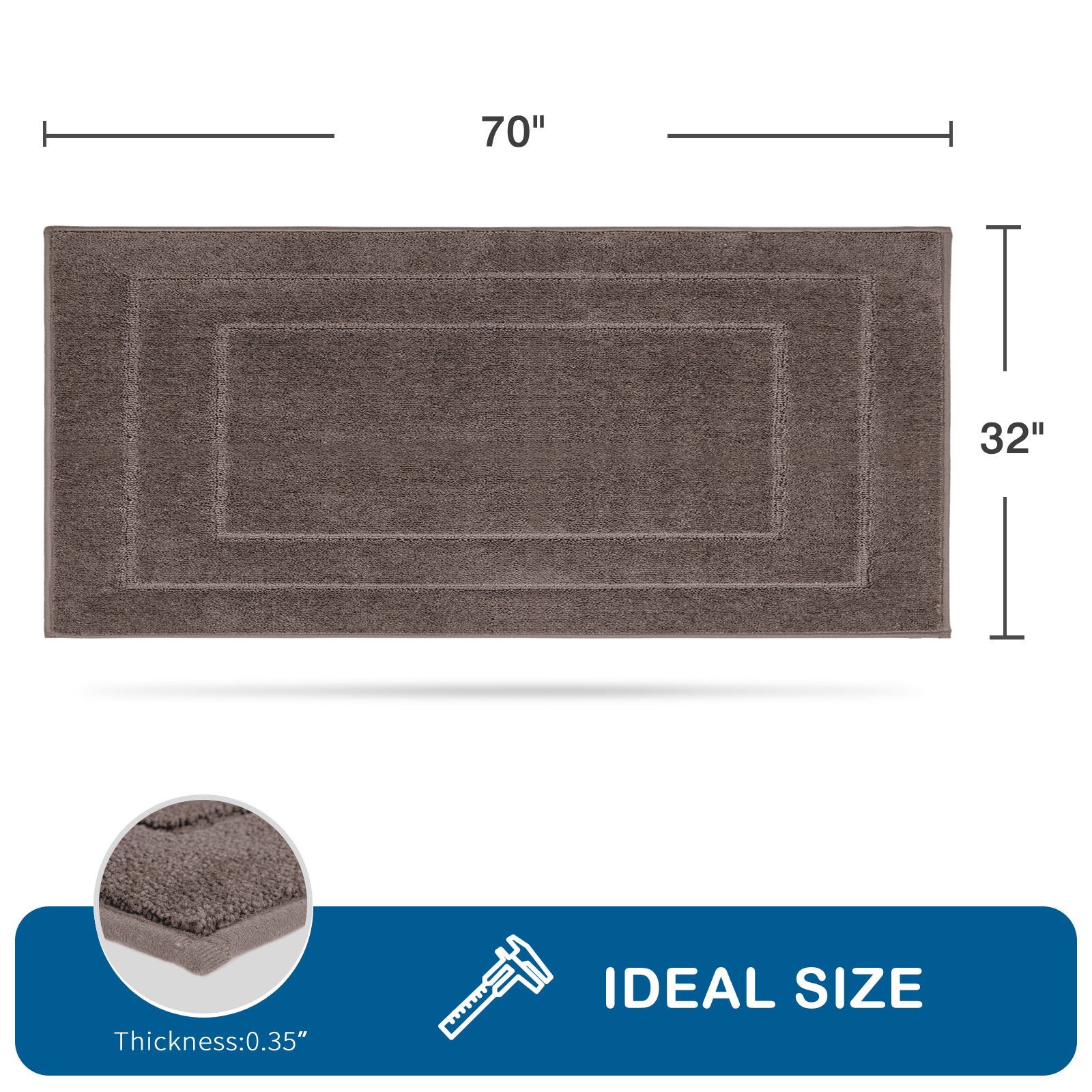 Machine Washable Bordered Kitchen Rug