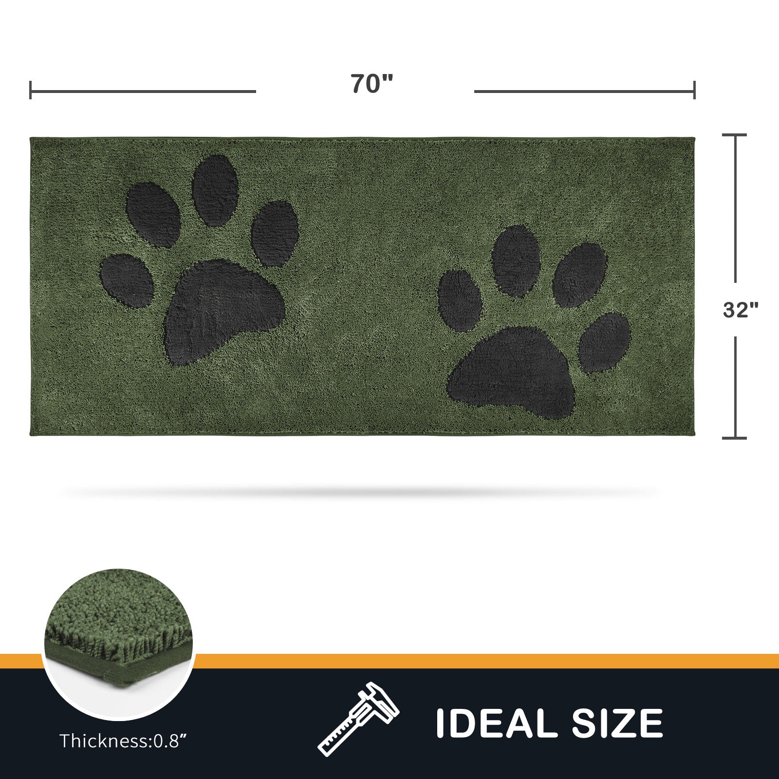 Machine Washable Paw Pattern Dirt Trapper Door Mat