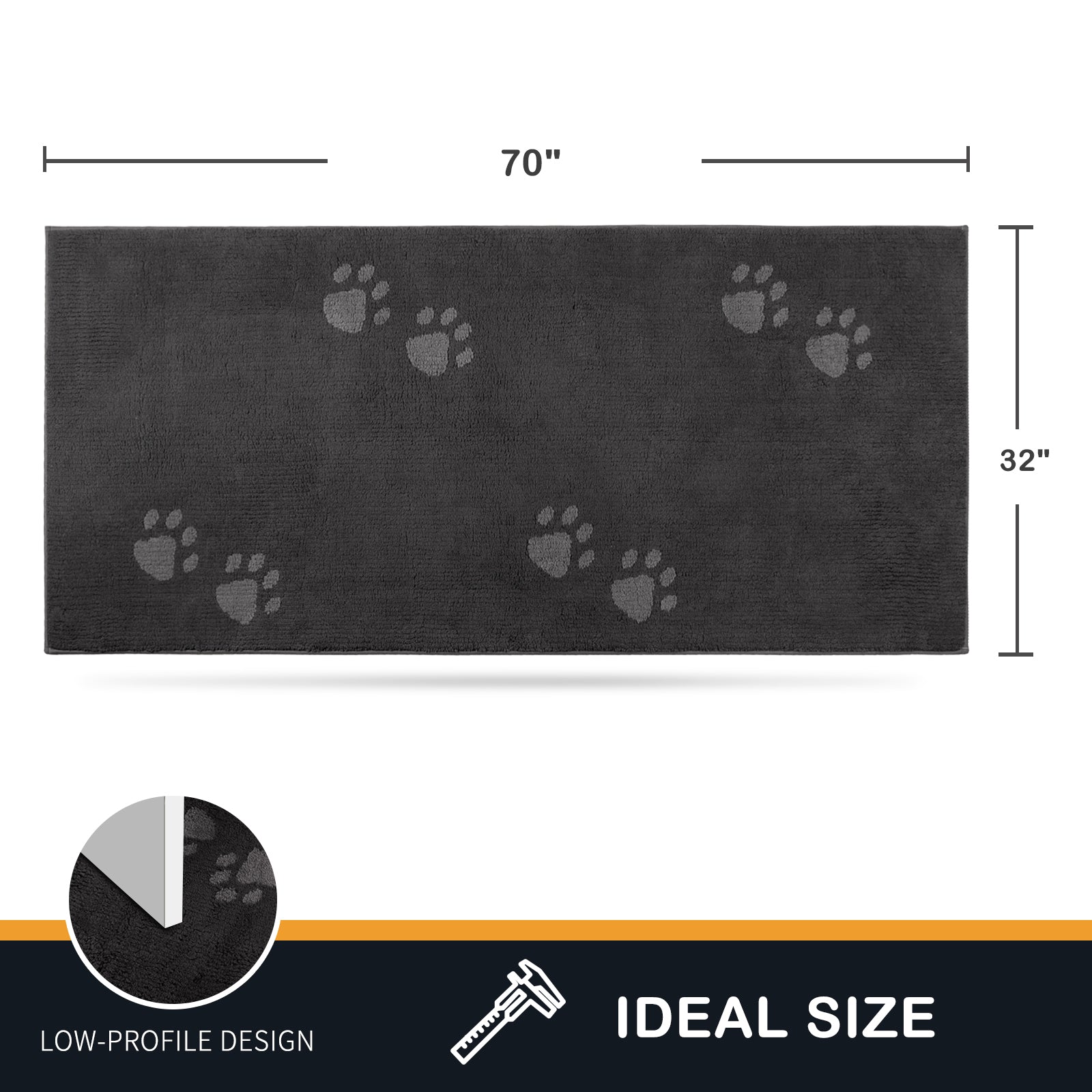 Machine Washable Paw Pattern Dirt Trapper Door Mat