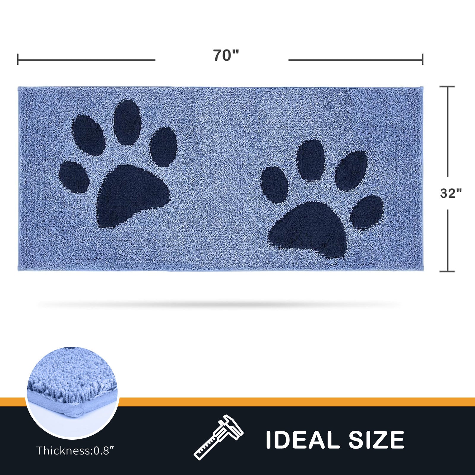 Machine Washable Paw Pattern Dirt Trapper Door Mat