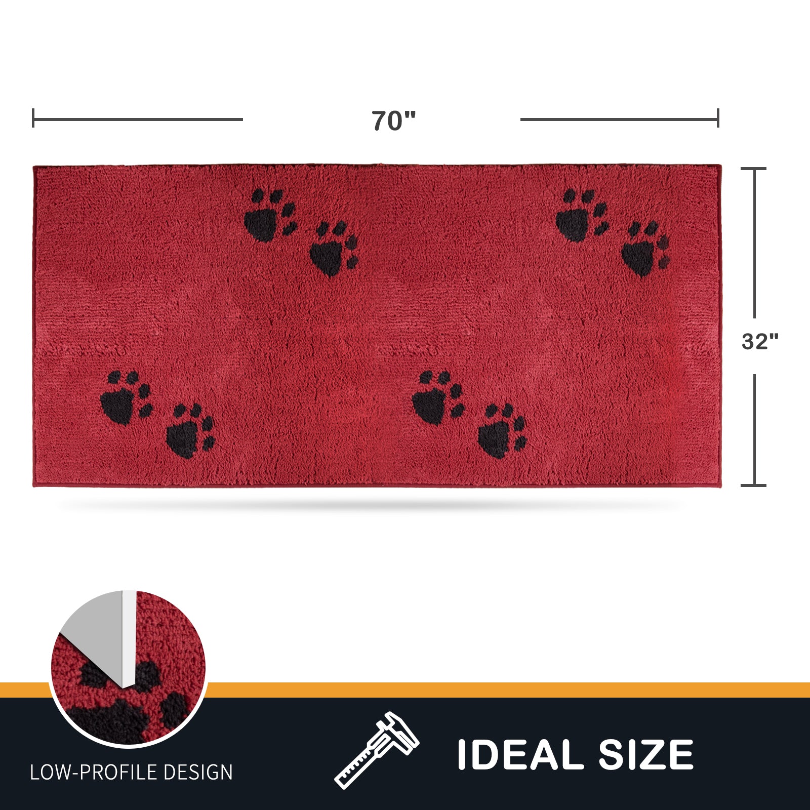 Machine Washable Paw Pattern Dirt Trapper Door Mat