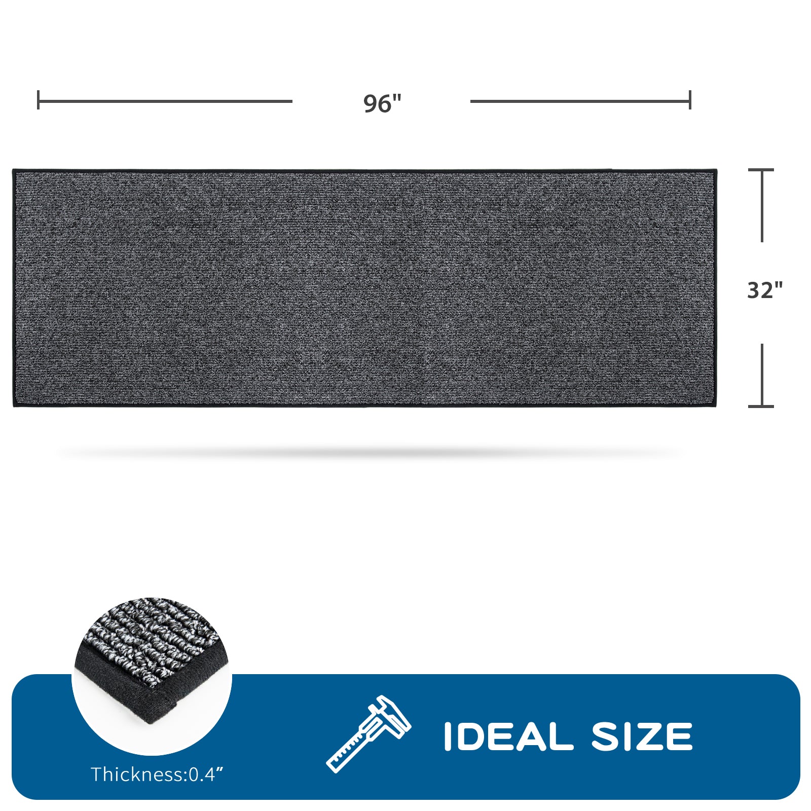Machine Washable Solid Kitchen Rug