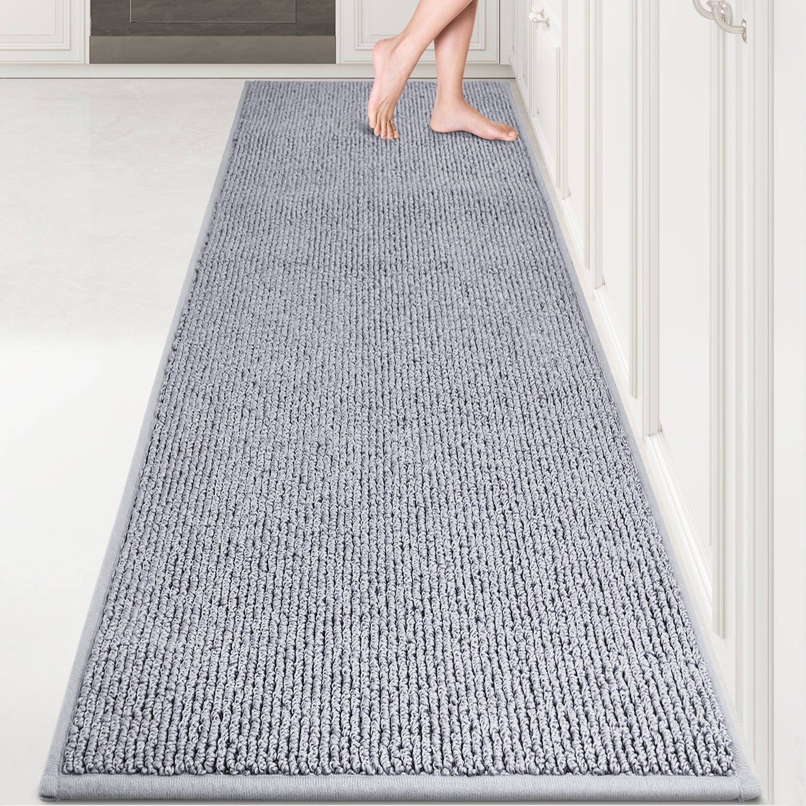 Machine Washable Solid Kitchen Rug