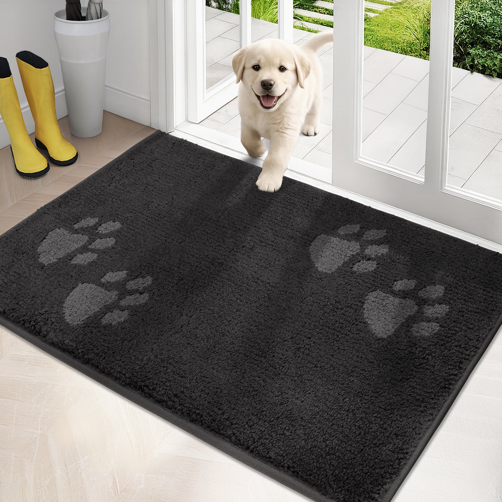 Machine Washable Paw Pattern Dirt Trapper Door Mat