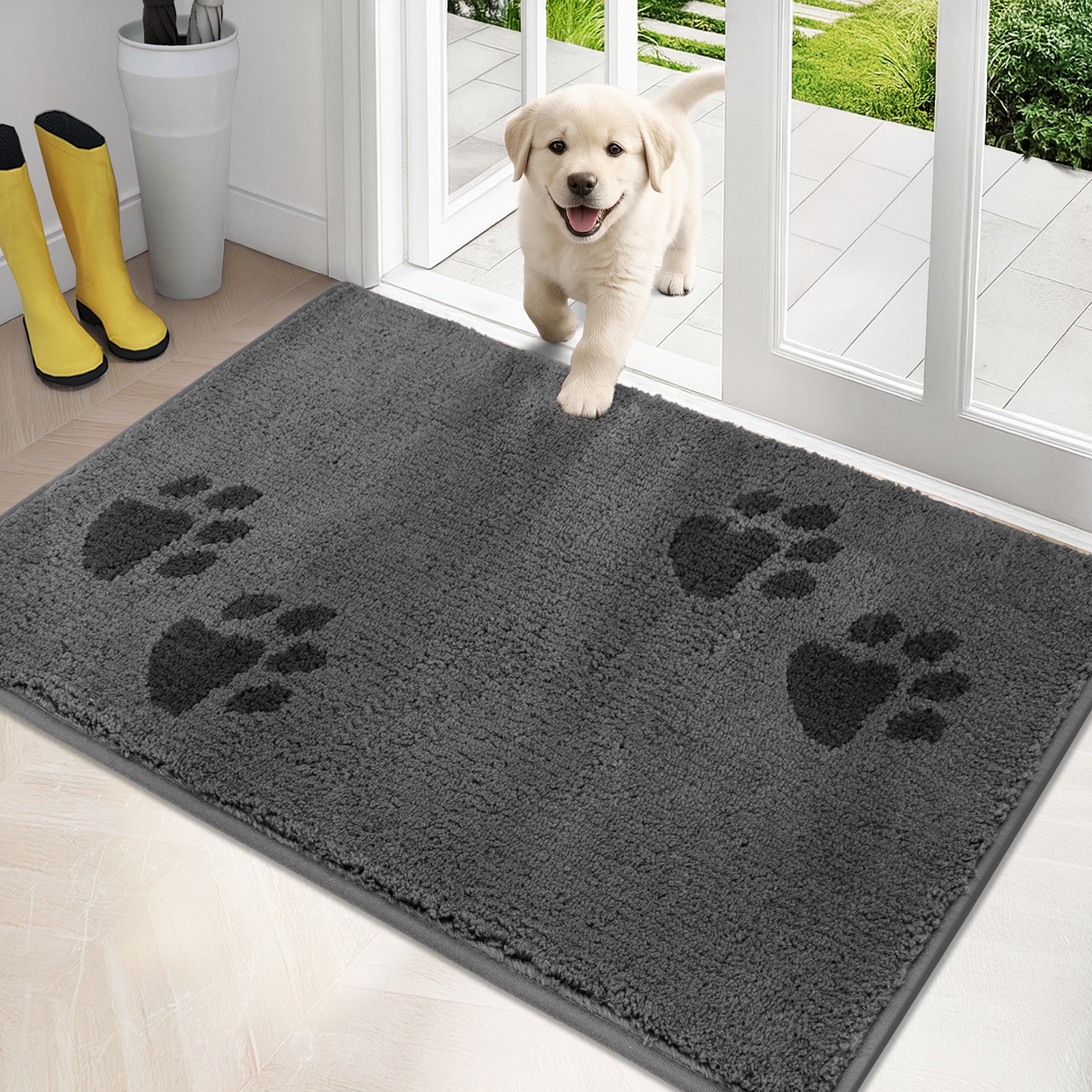 Machine Washable Paw Pattern Dirt Trapper Door Mat