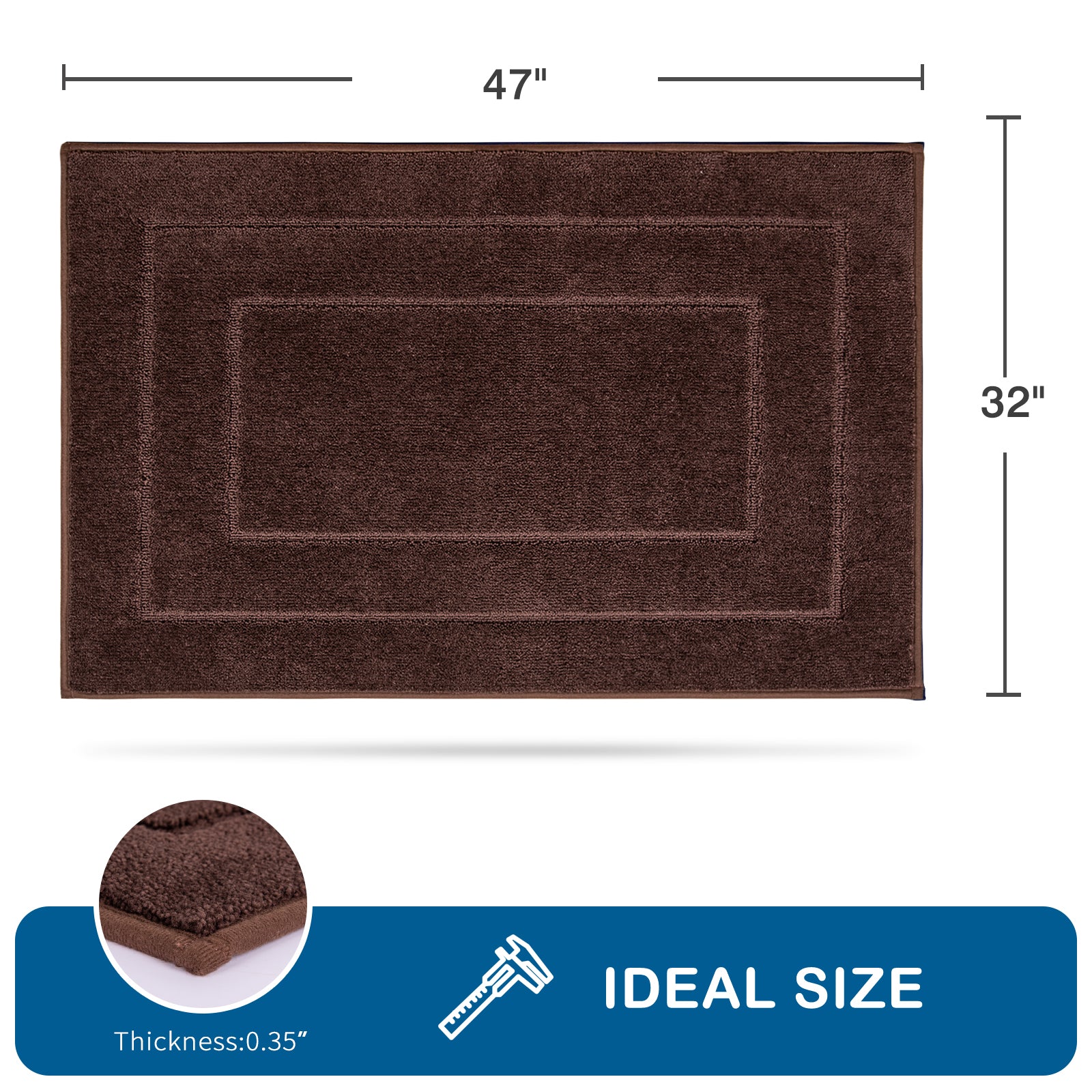 Machine Washable Bordered Kitchen Rug