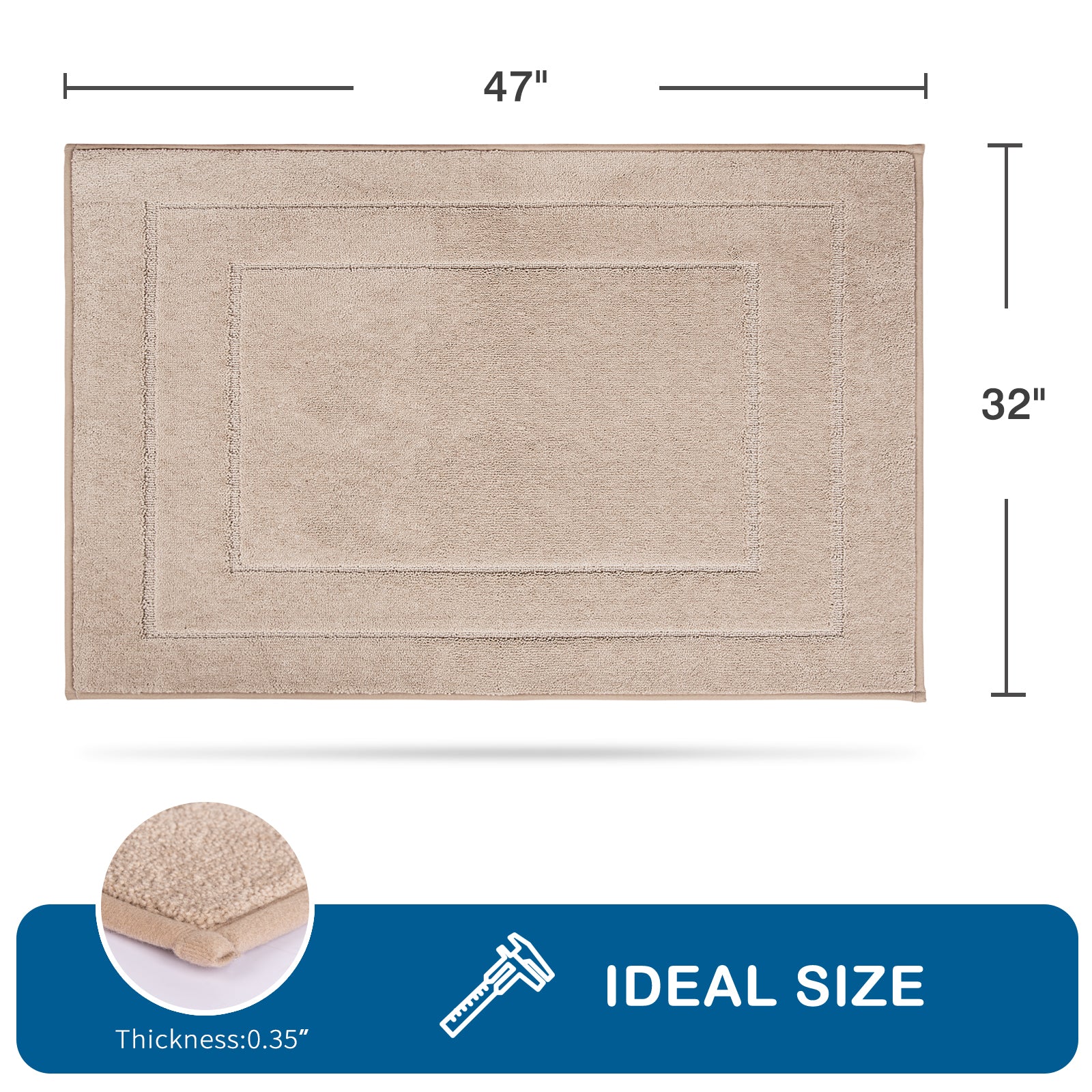Machine Washable Bordered Kitchen Rug