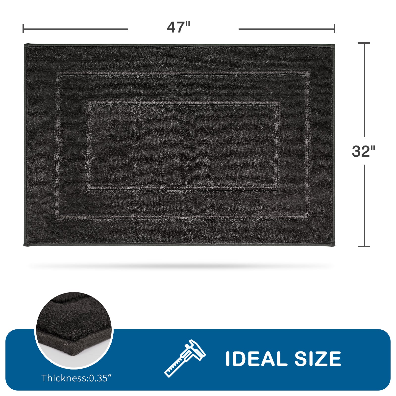 Machine Washable Bordered Kitchen Rug