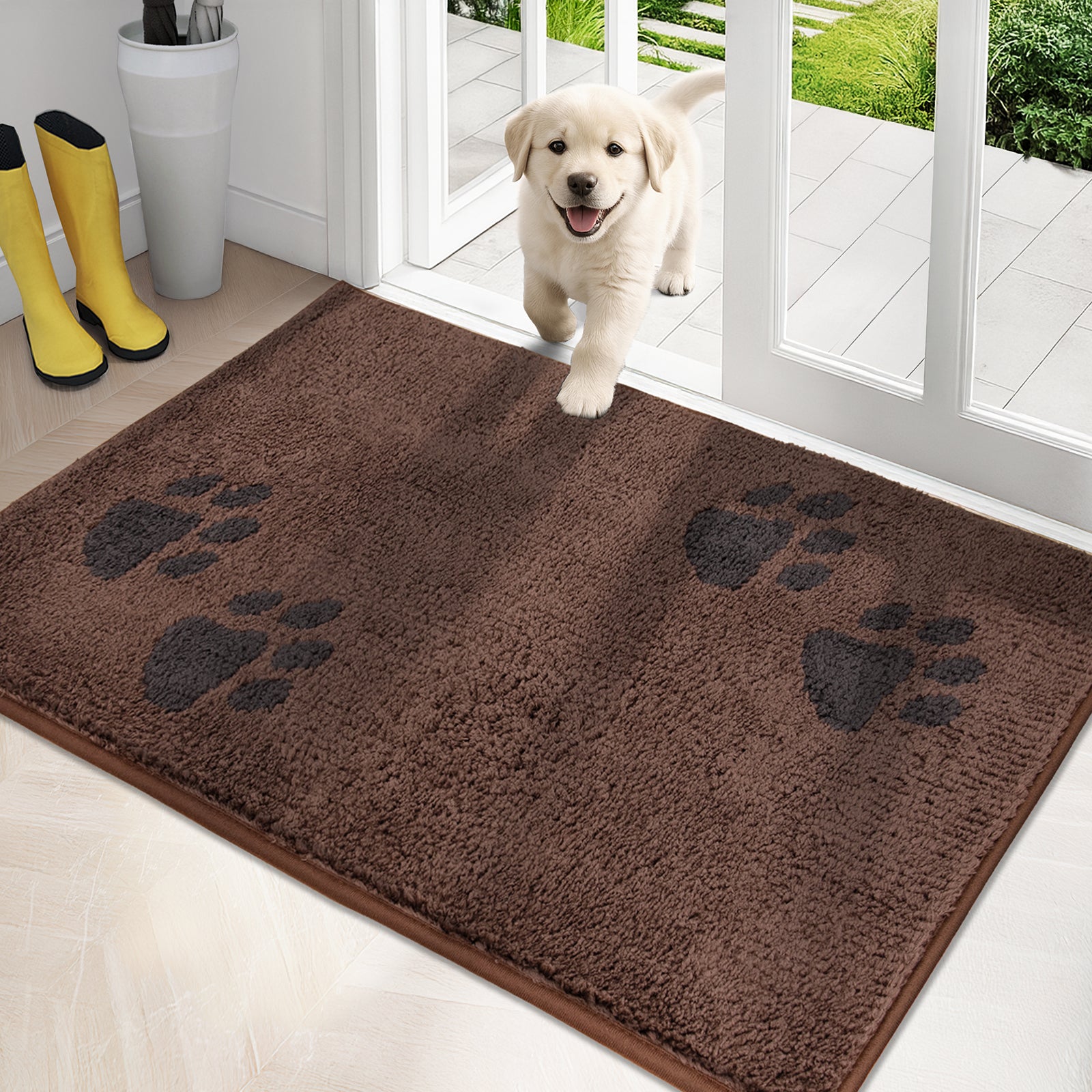 Machine Washable Paw Pattern Dirt Trapper Door Mat