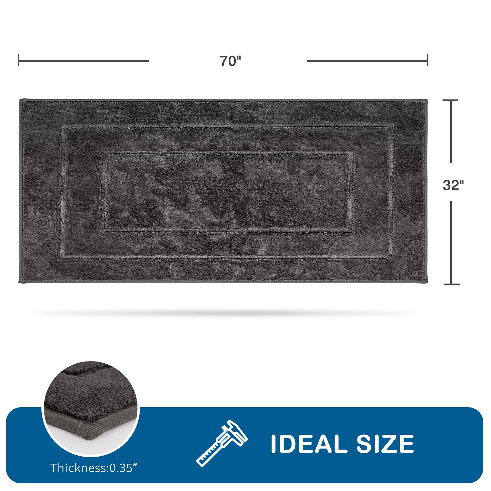 Machine Washable Bordered Kitchen Rug