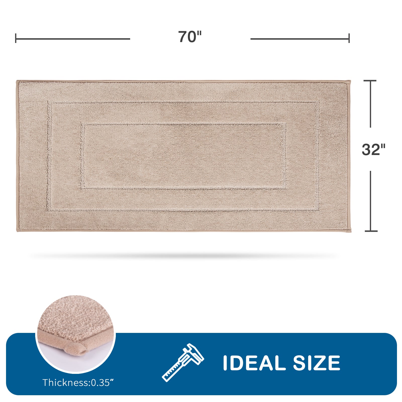 Machine Washable Bordered Kitchen Rug