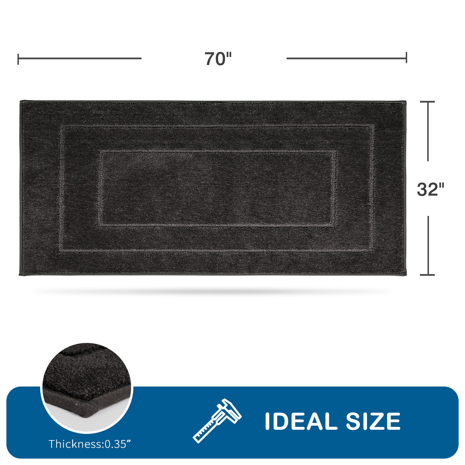 Machine Washable Bordered Kitchen Rug