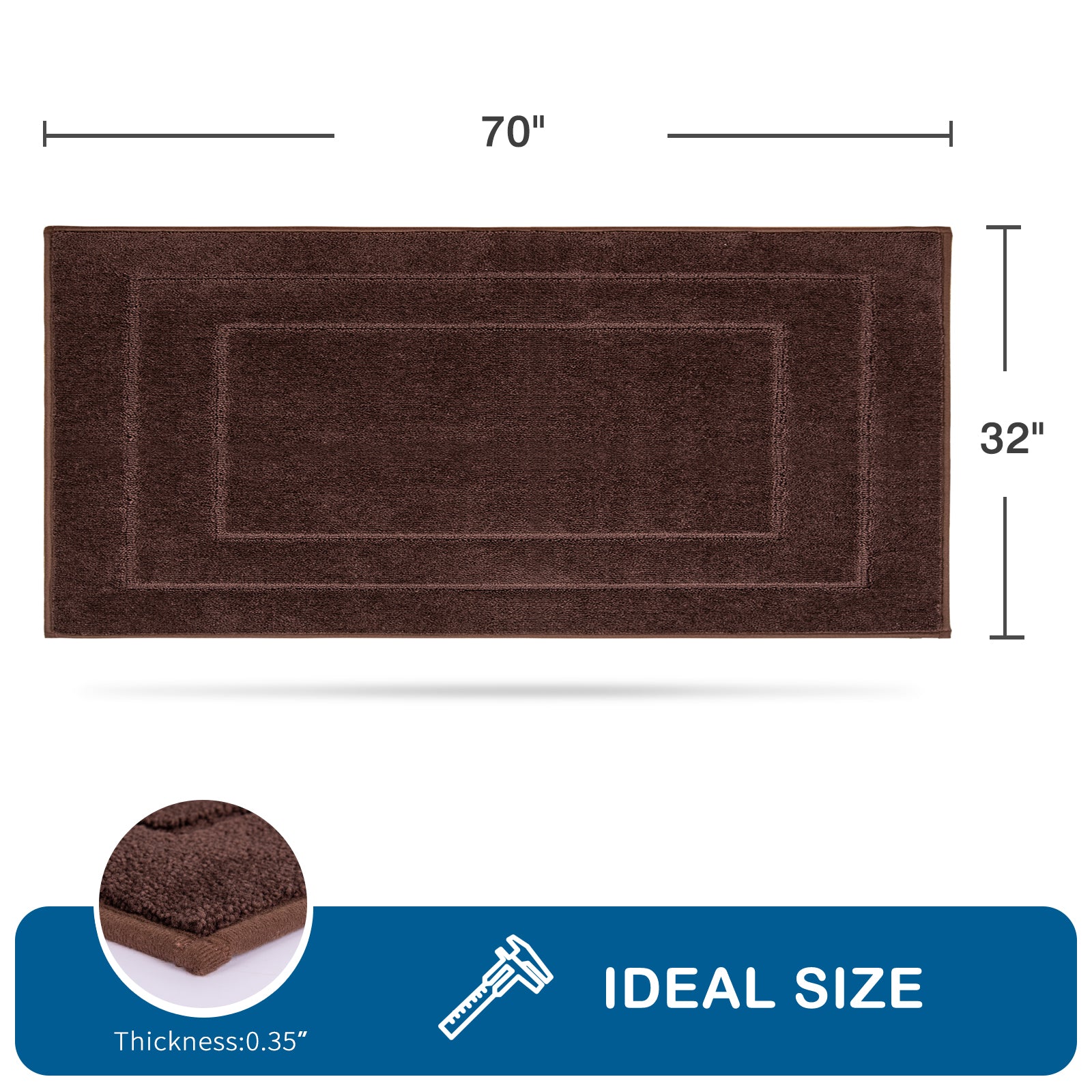 Machine Washable Bordered Kitchen Rug