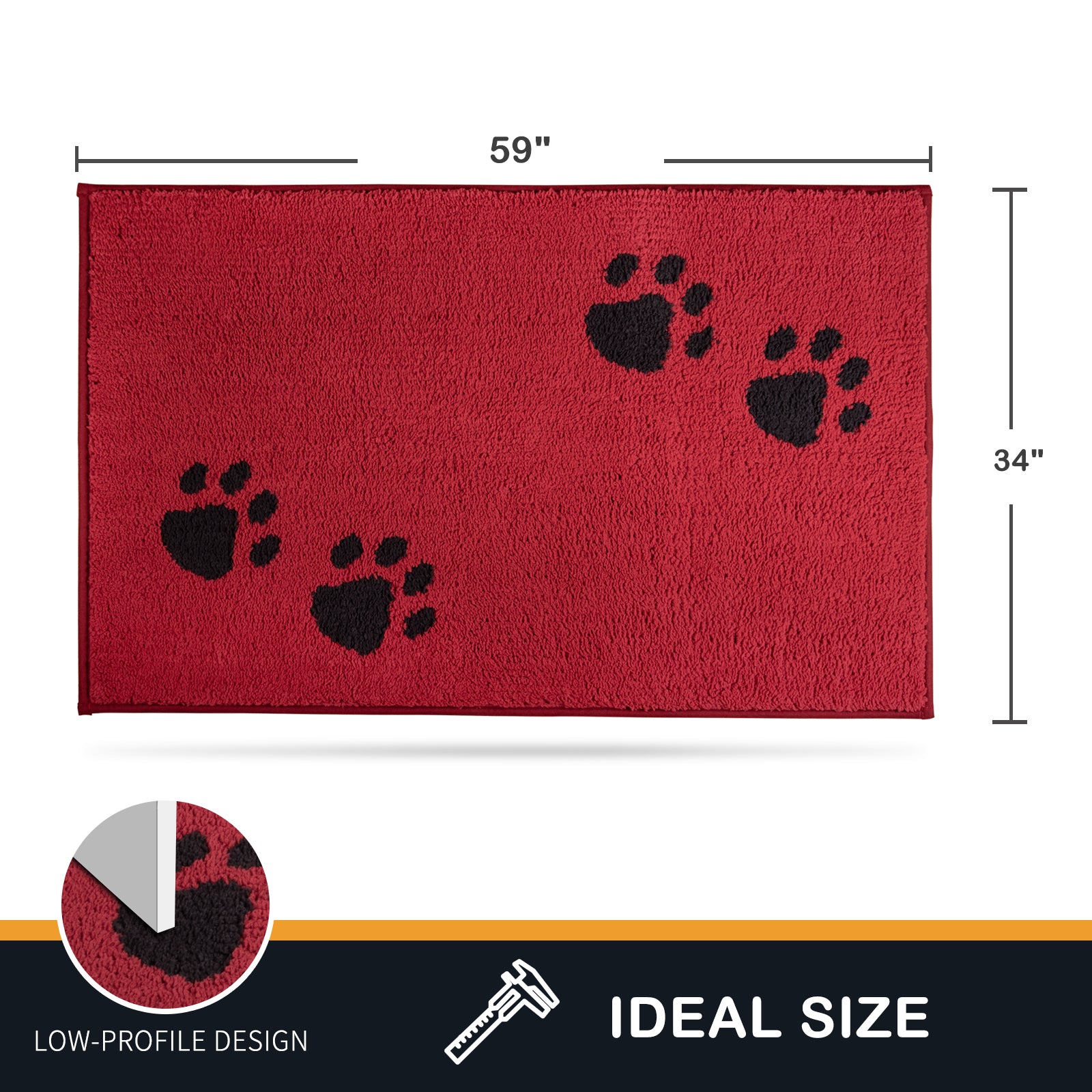 Machine Washable Paw Pattern Dirt Trapper Door Mat