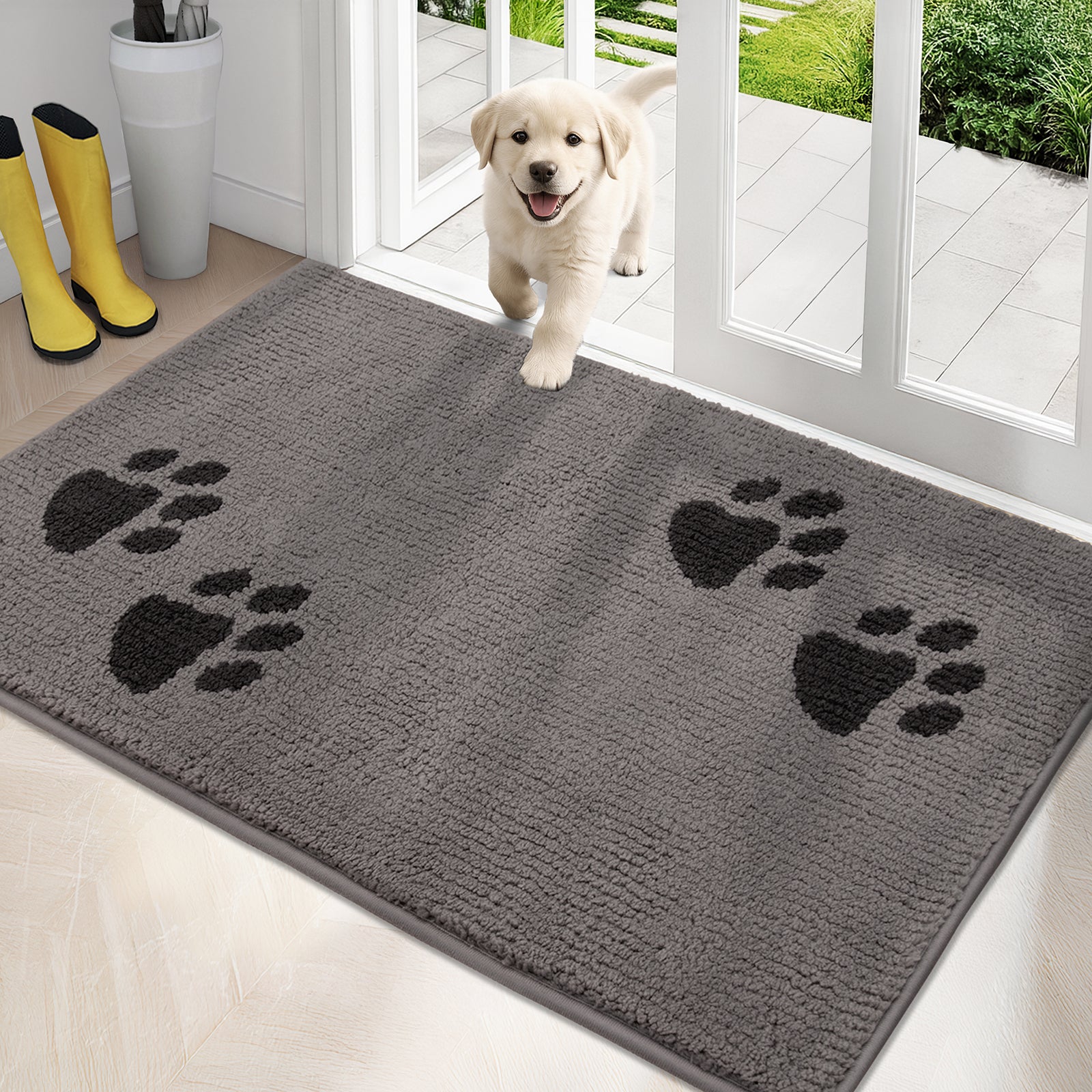 Machine Washable Paw Pattern Dirt Trapper Door Mat