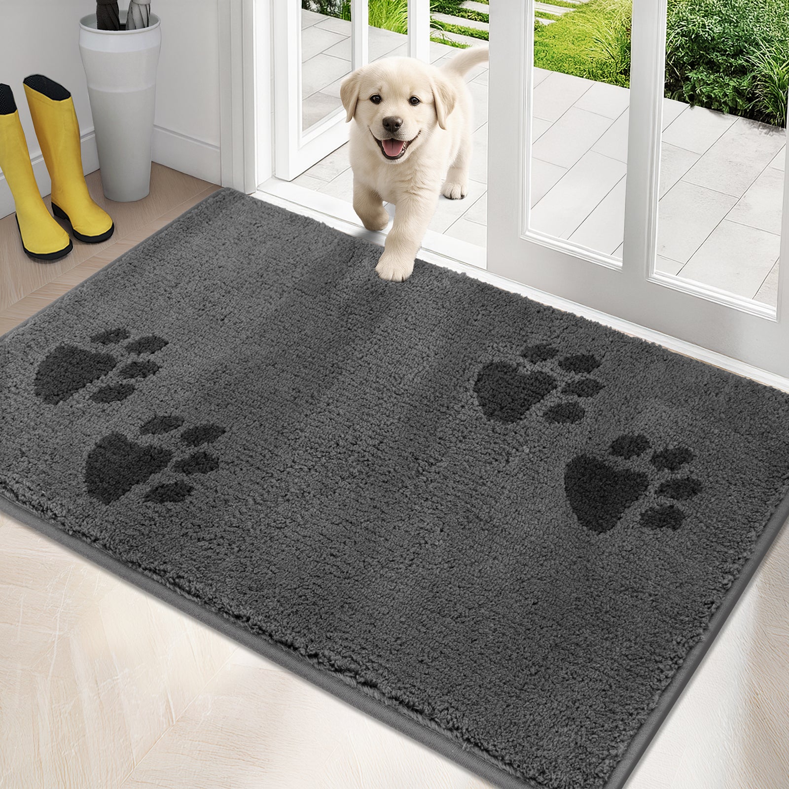 Machine Washable Paw Pattern Dirt Trapper Door Mat