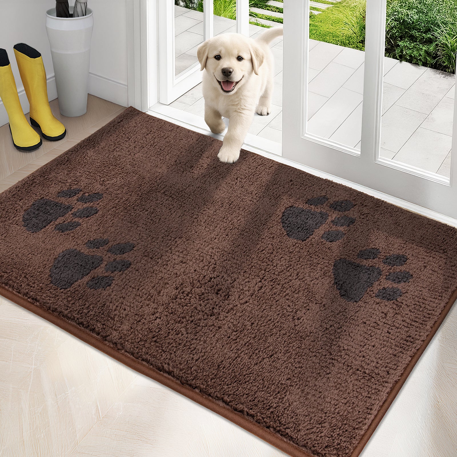 Machine Washable Paw Pattern Dirt Trapper Door Mat
