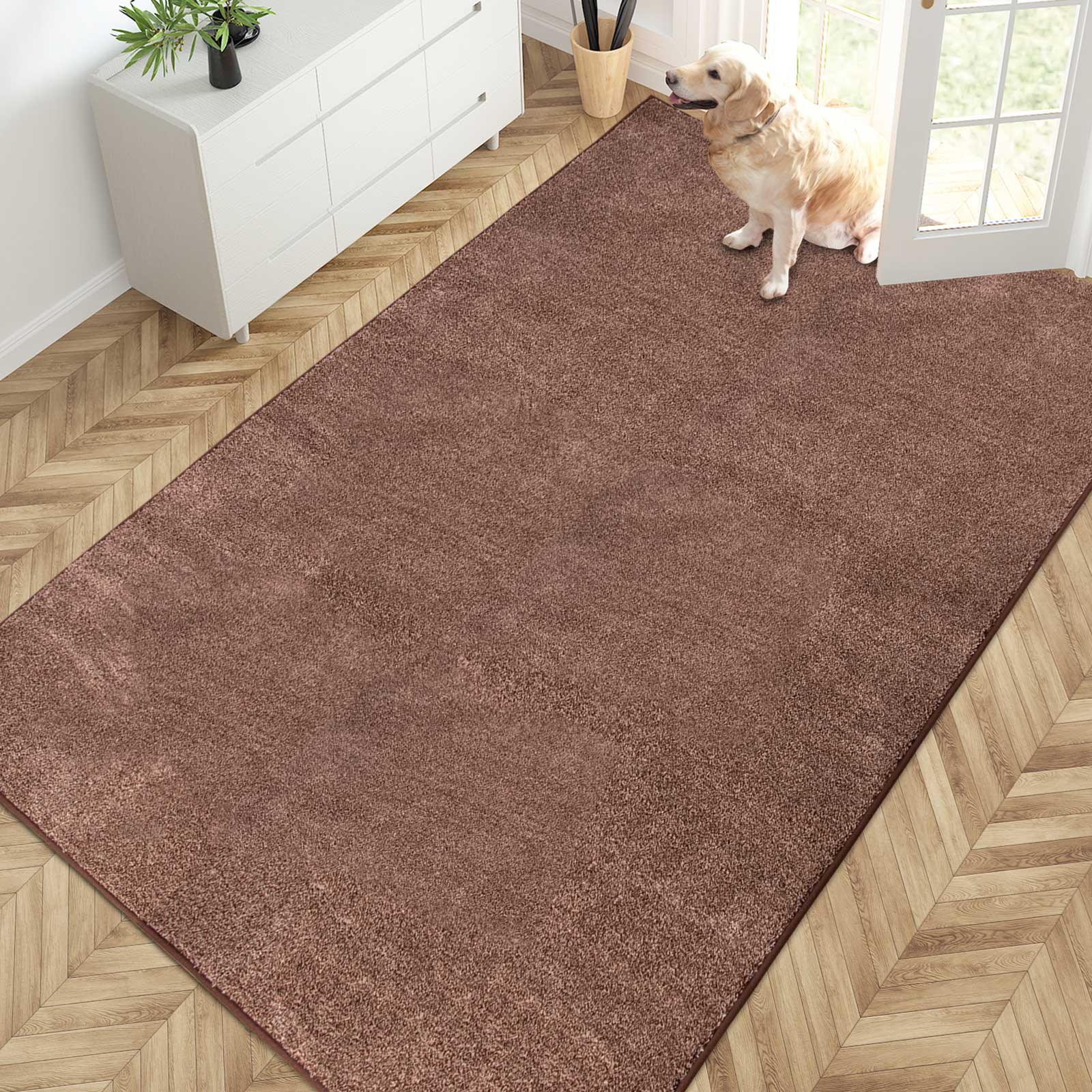 Machine Washable Solid Dirt Trapper Door Mat