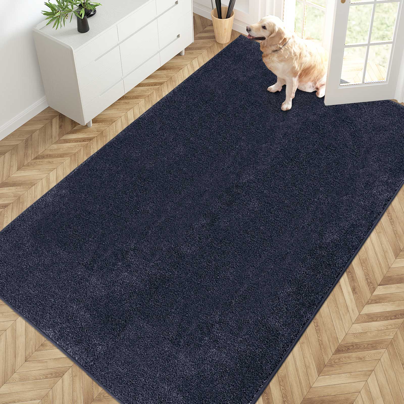 Machine Washable Solid Dirt Trapper Door Mat