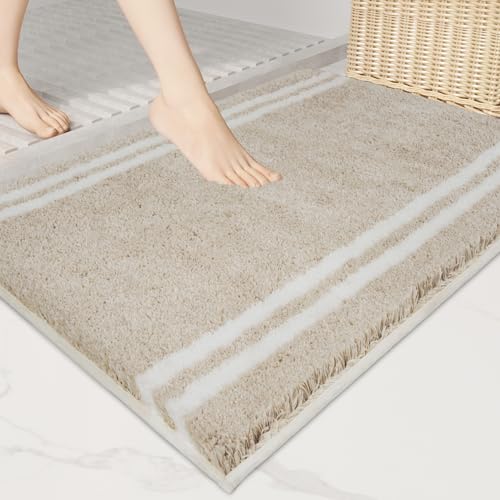 Machine Washable Striped Super Absorbent Bath Rug