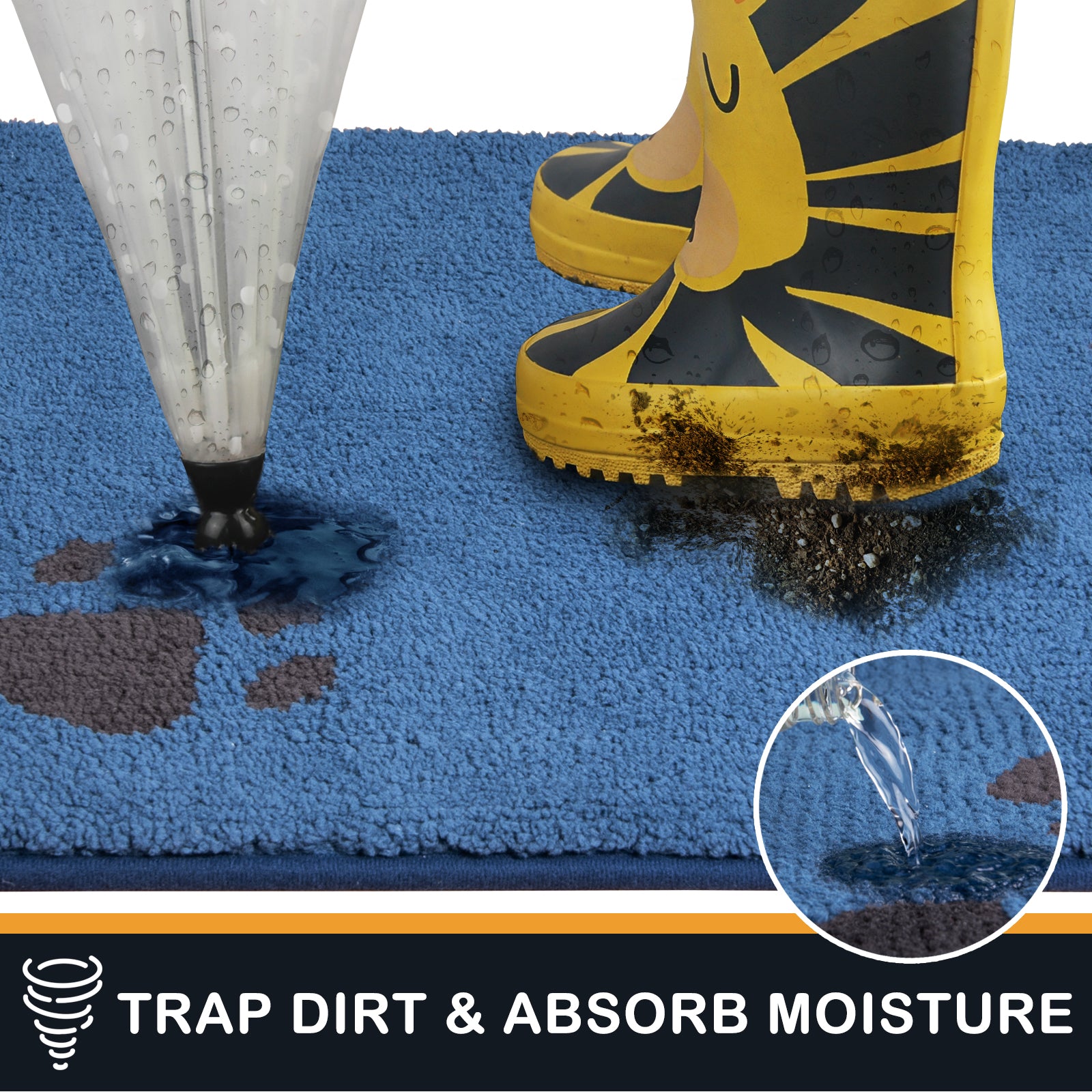 Machine Washable Paw Pattern Dirt Trapper Door Mat