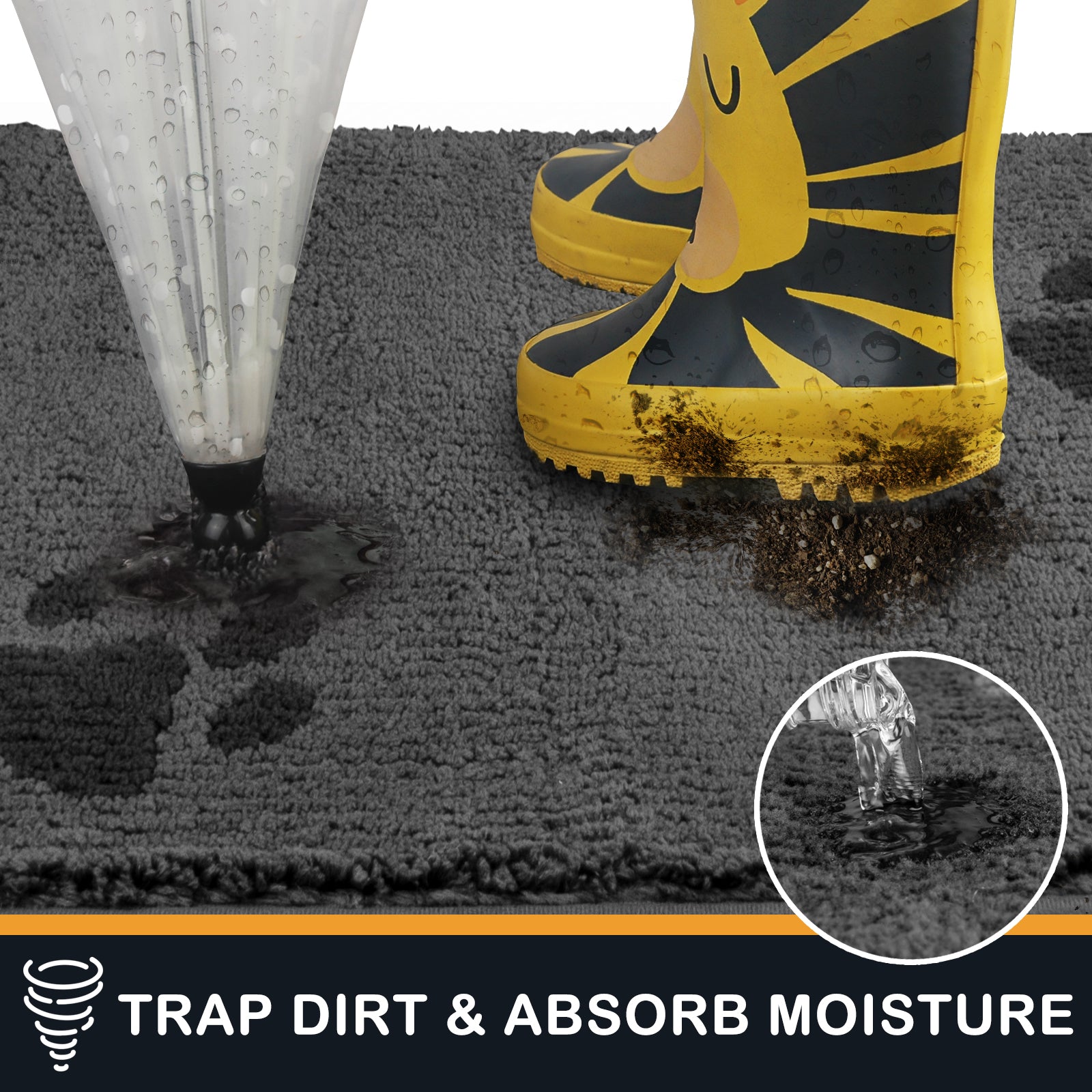 Machine Washable Paw Pattern Dirt Trapper Door Mat