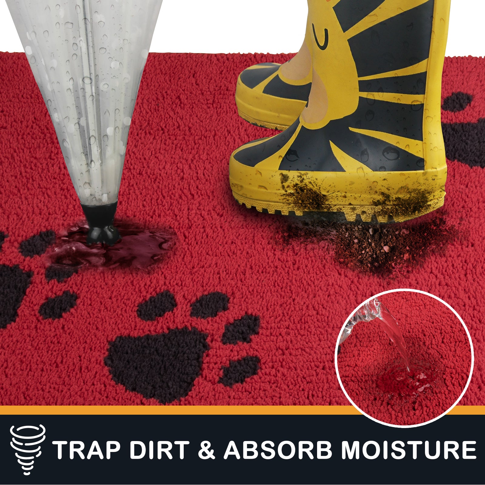 Machine Washable Paw Pattern Dirt Trapper Door Mat