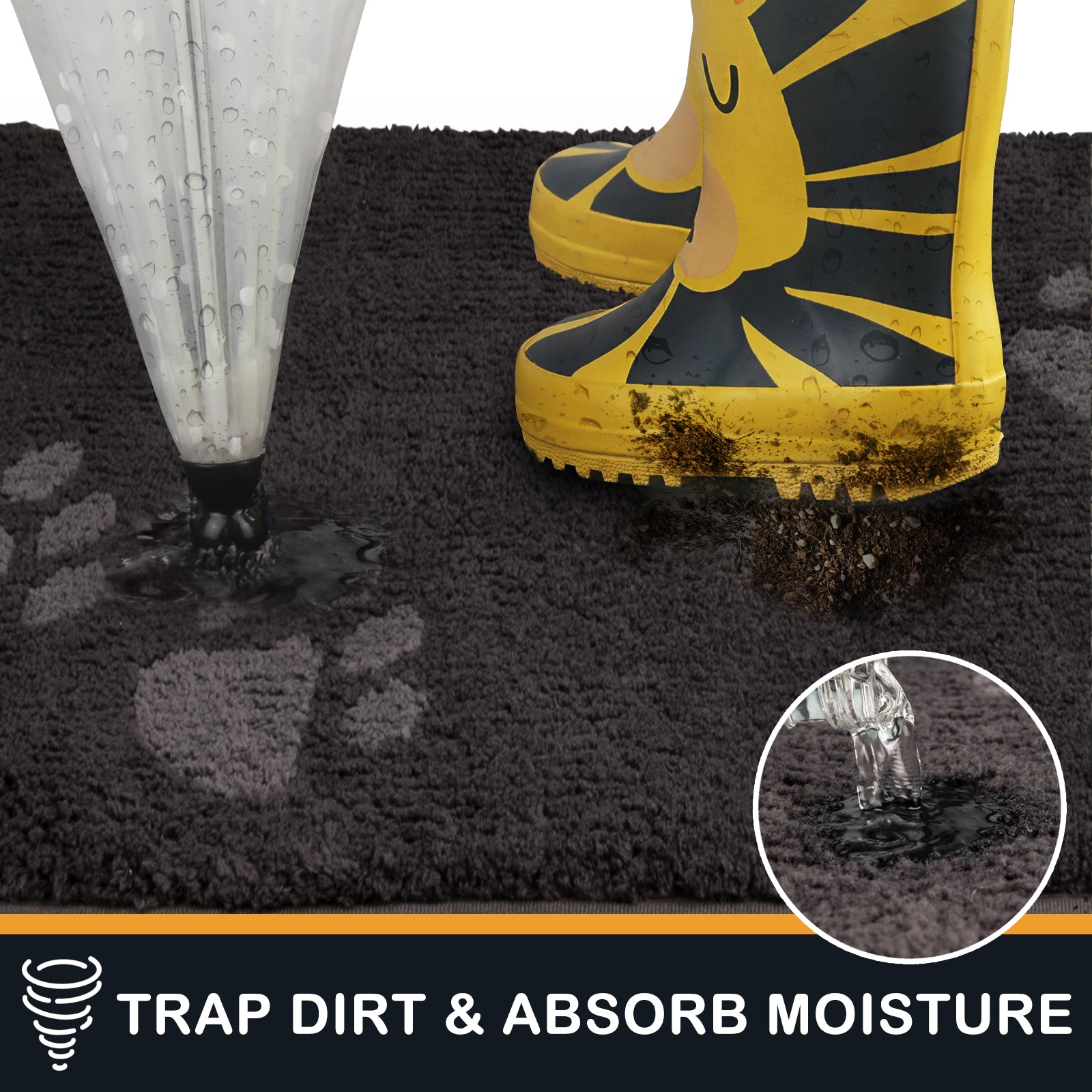 Machine Washable Paw Pattern Dirt Trapper Door Mat