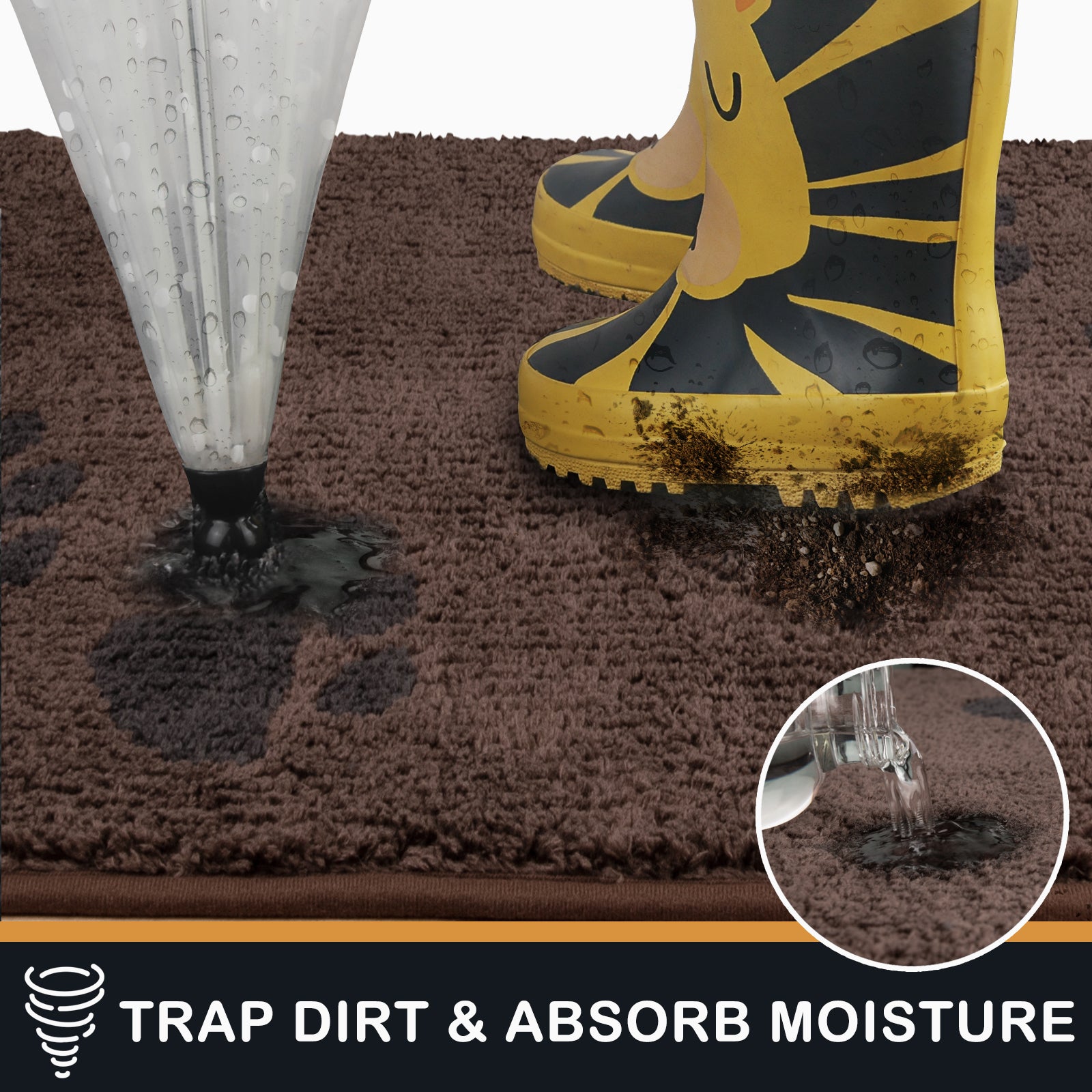 Machine Washable Paw Pattern Dirt Trapper Door Mat
